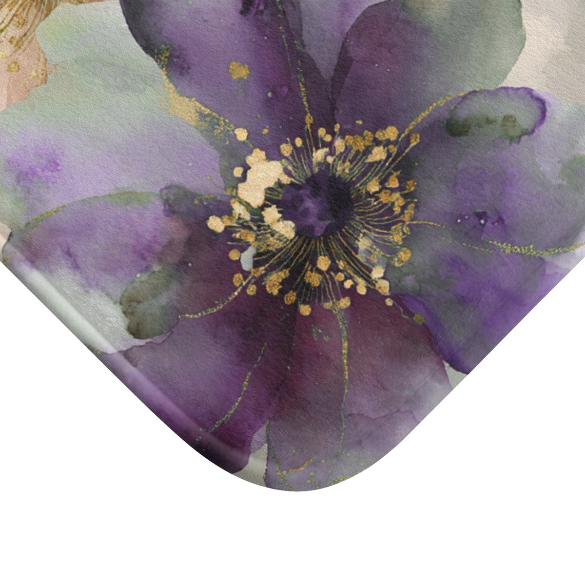 Plum Blush Watercolor Floral Bath Mat, Romantic Bathroom Rug