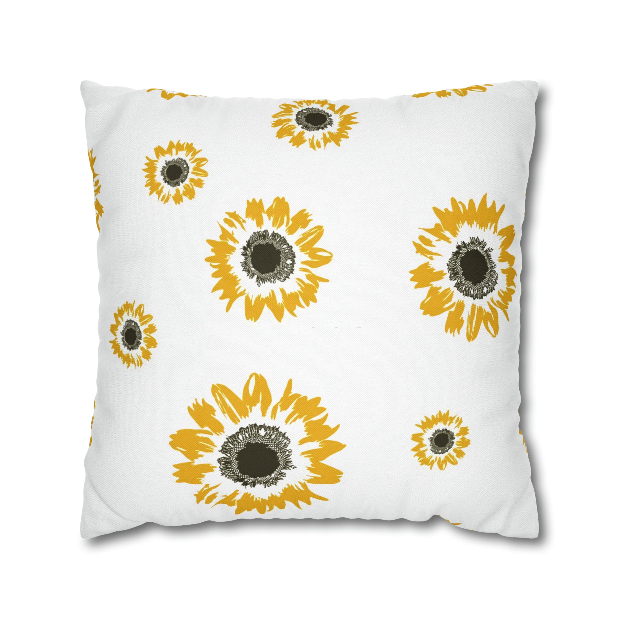 Sunflower Throw Pillow Cover | White Yellow Minimalist Floral