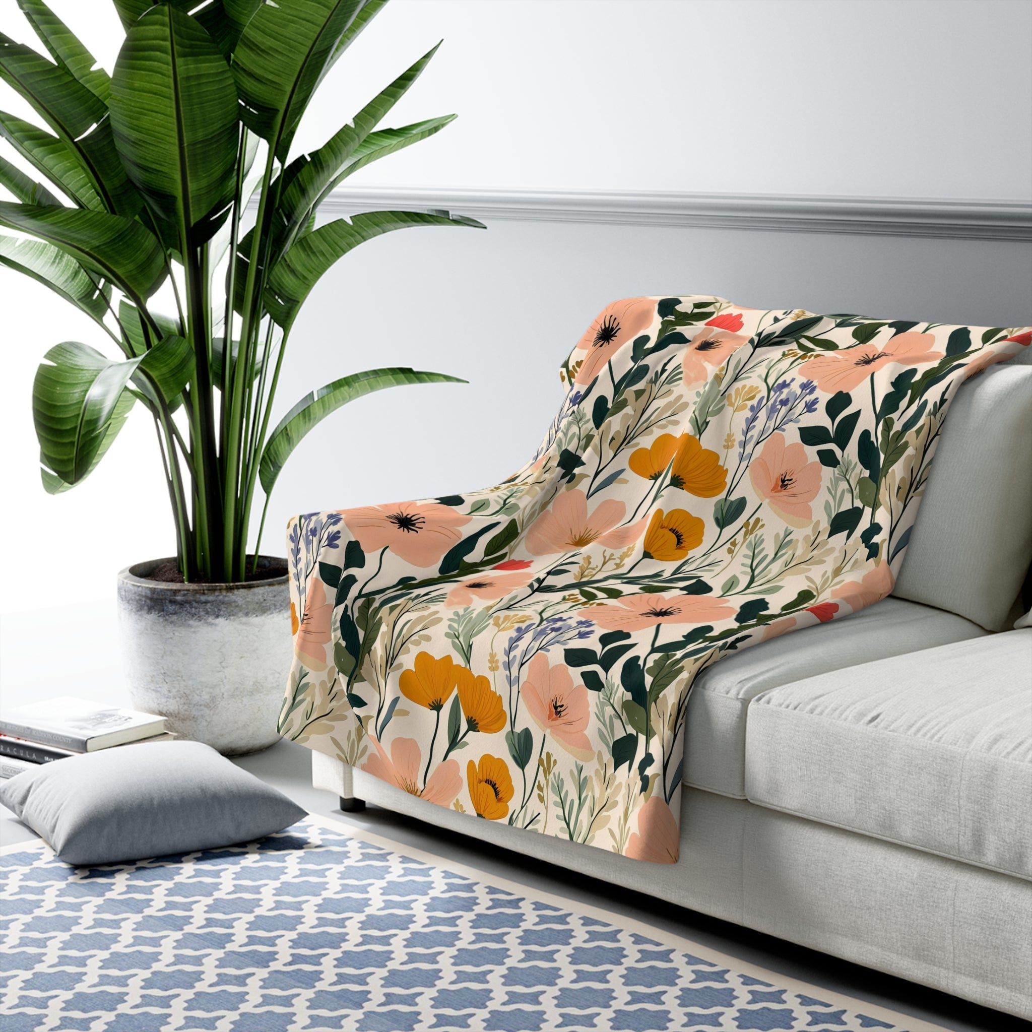 Abstract Floral Throw Blanket | Shabby Core Botanical