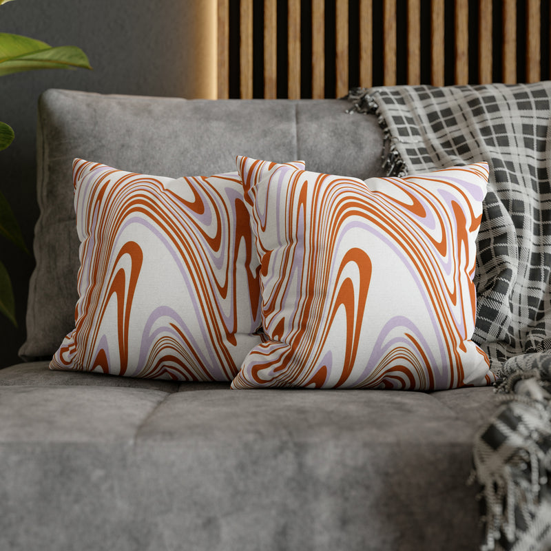 Abstract Pillow Cover | Retro Orange Lavender White