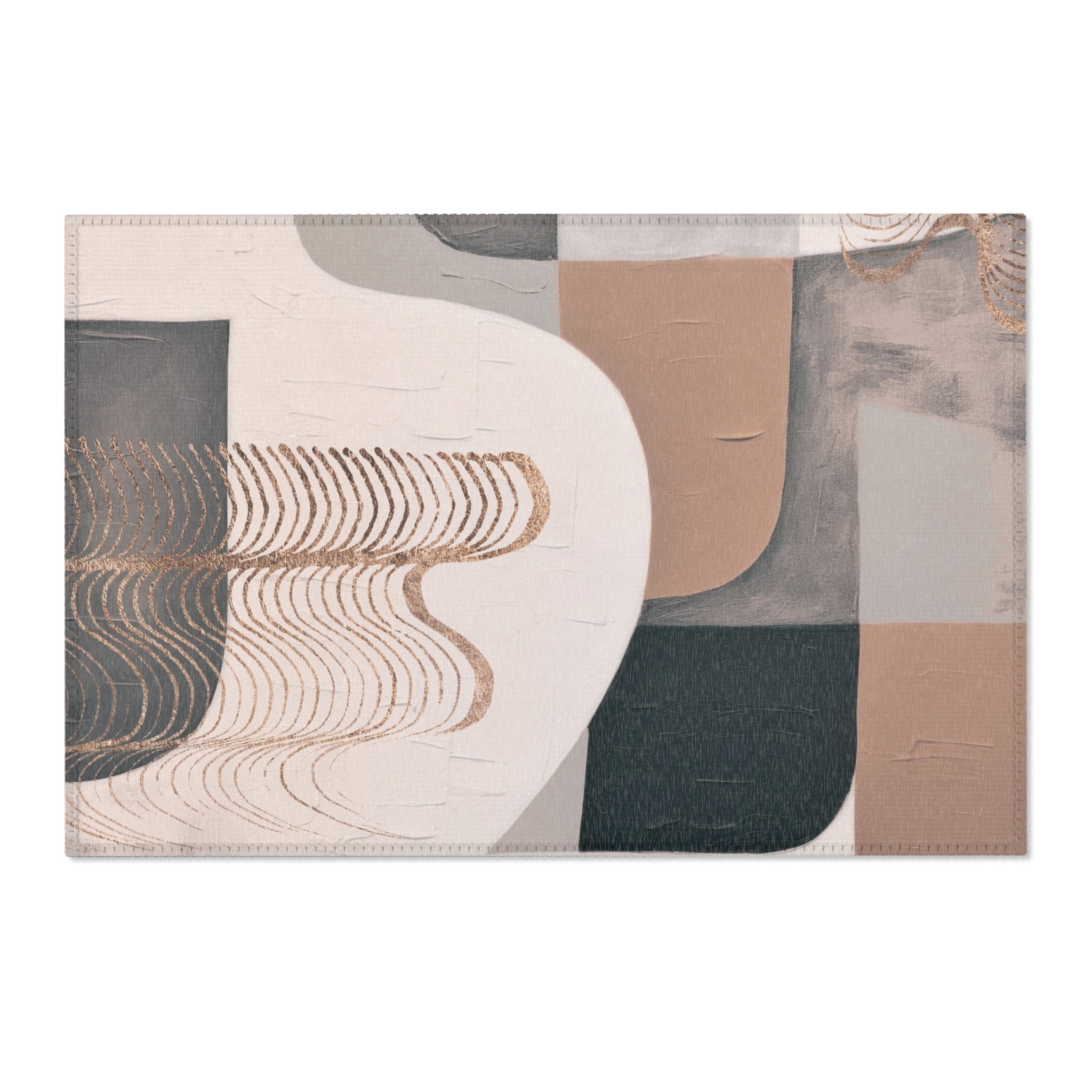 Modern Area Rug | Abstract Geometric Earthy Grey Beige