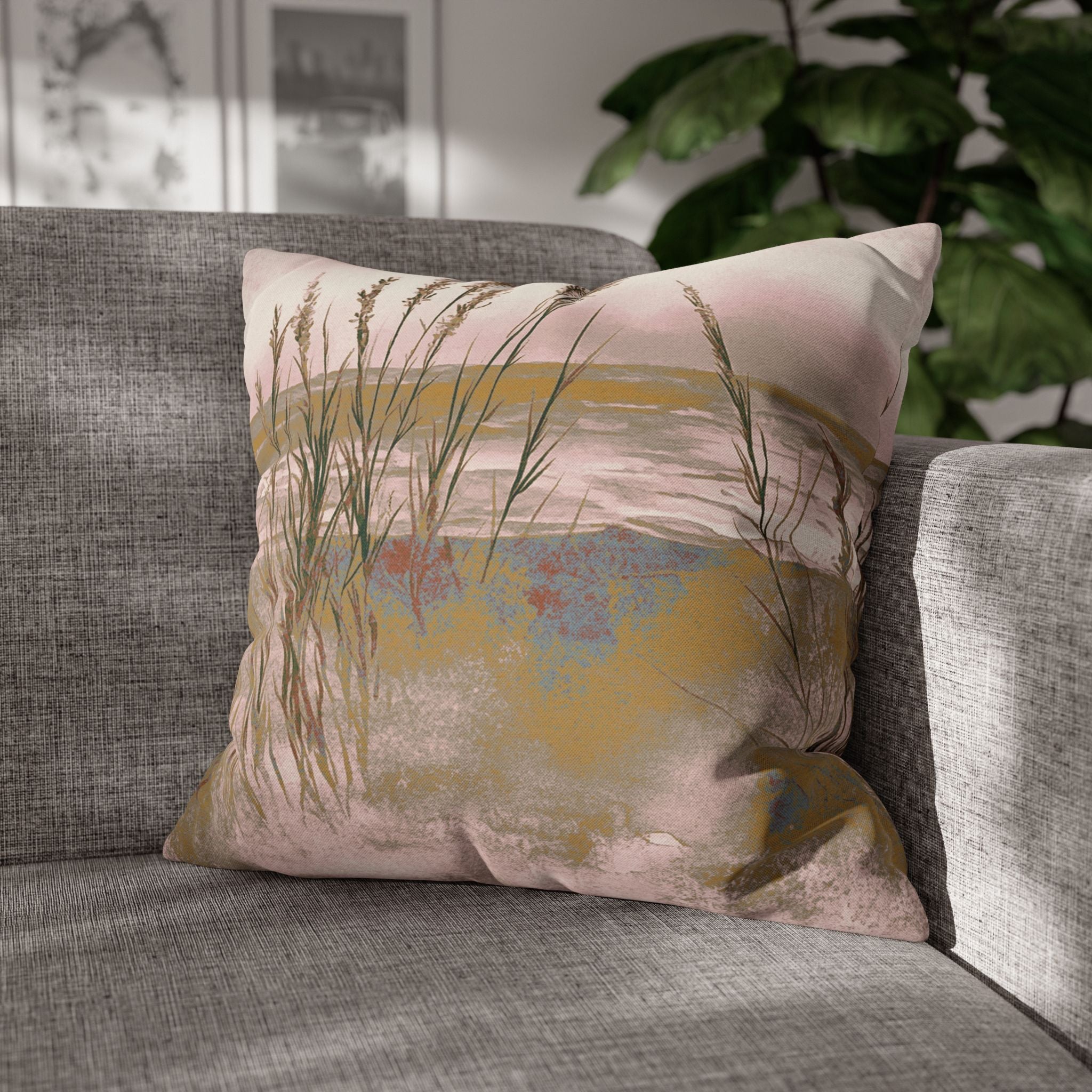 Landscape Throw Pillow Cover, Abstract Nature Modern Organic Decor Cushion