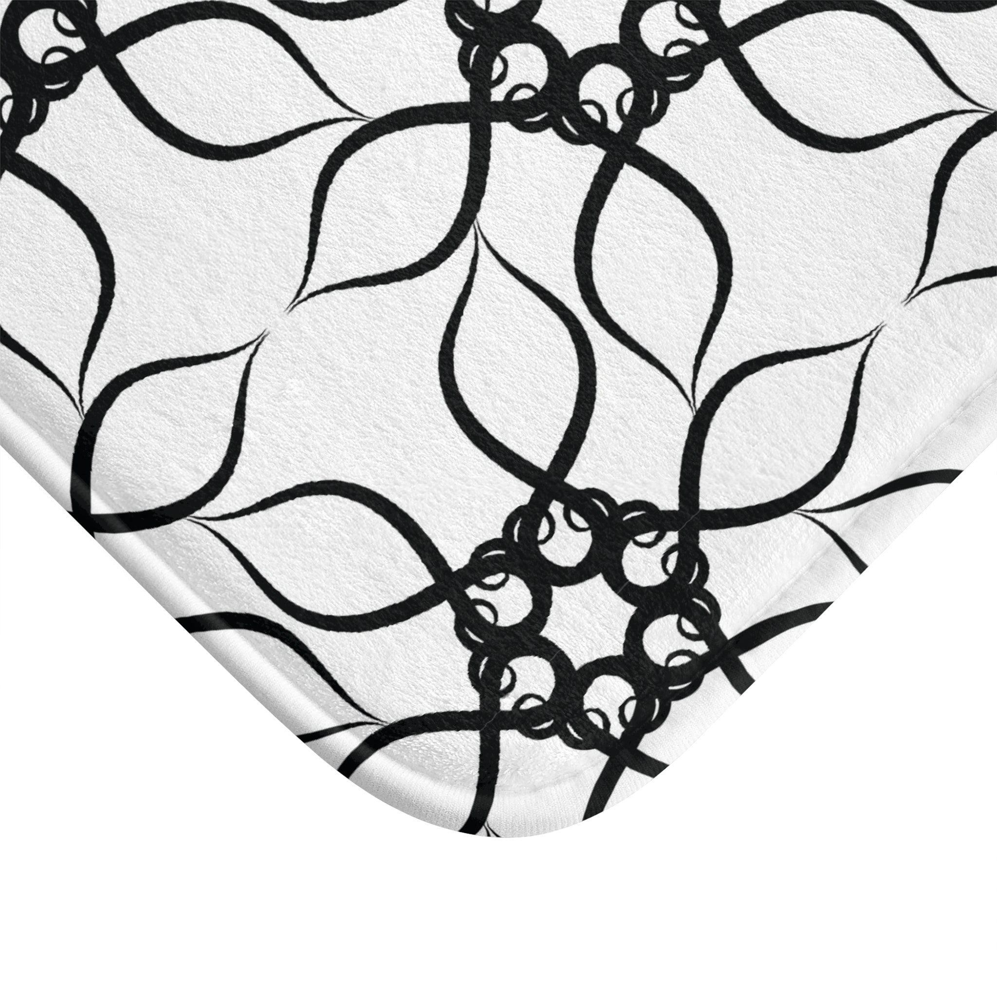 Art Deco Bath Mat | Line Art Black White Kitchen Mat