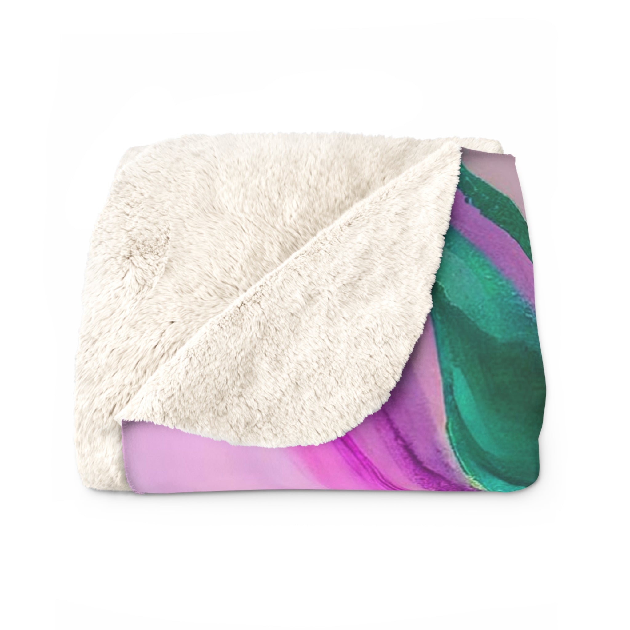 Marble Boho Blanket | Bright Pink, Green Gold