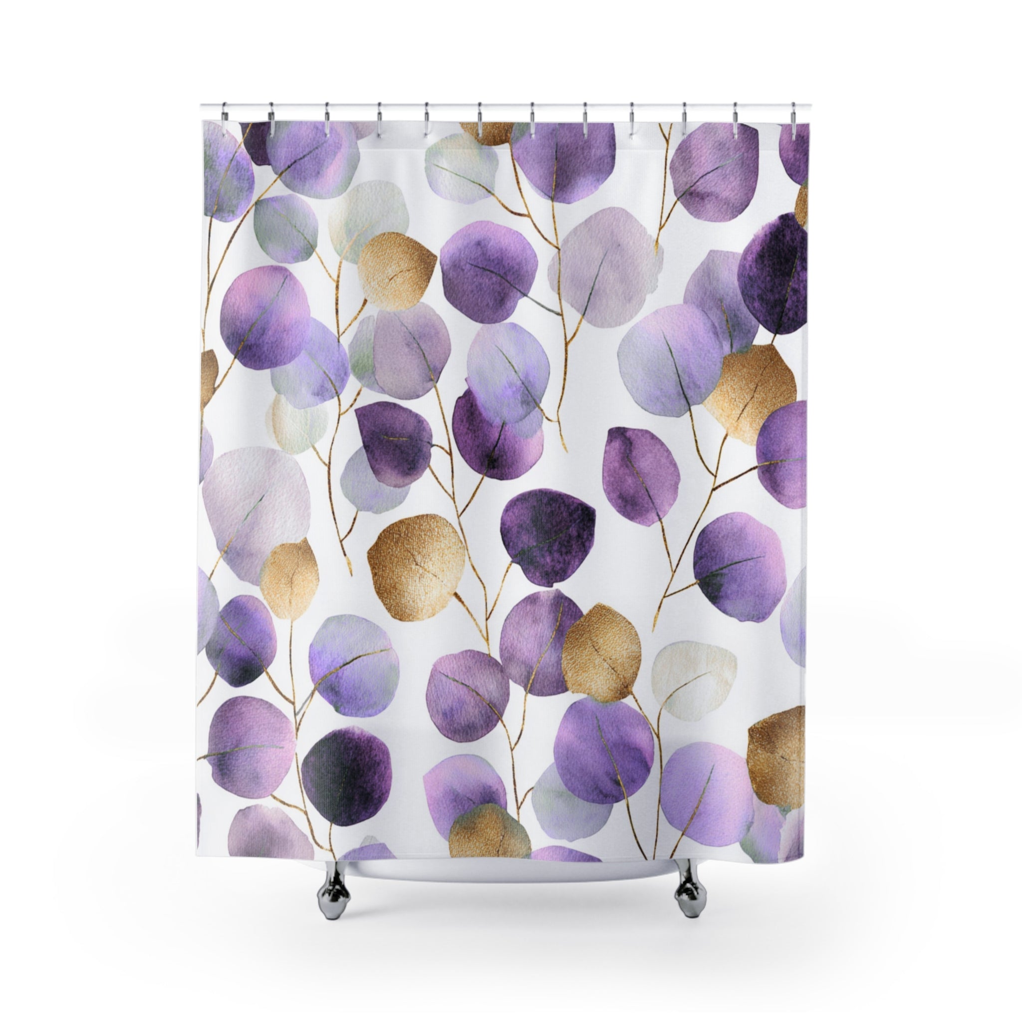 Boho Shower Curtain | Floral Leaves Bathroom Decor