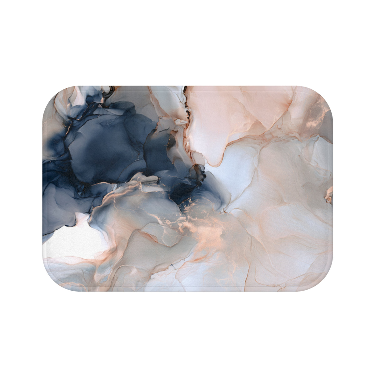 a marble-like abstract pattern with swirling, fluid shapes in shades of blue, pink, and white.