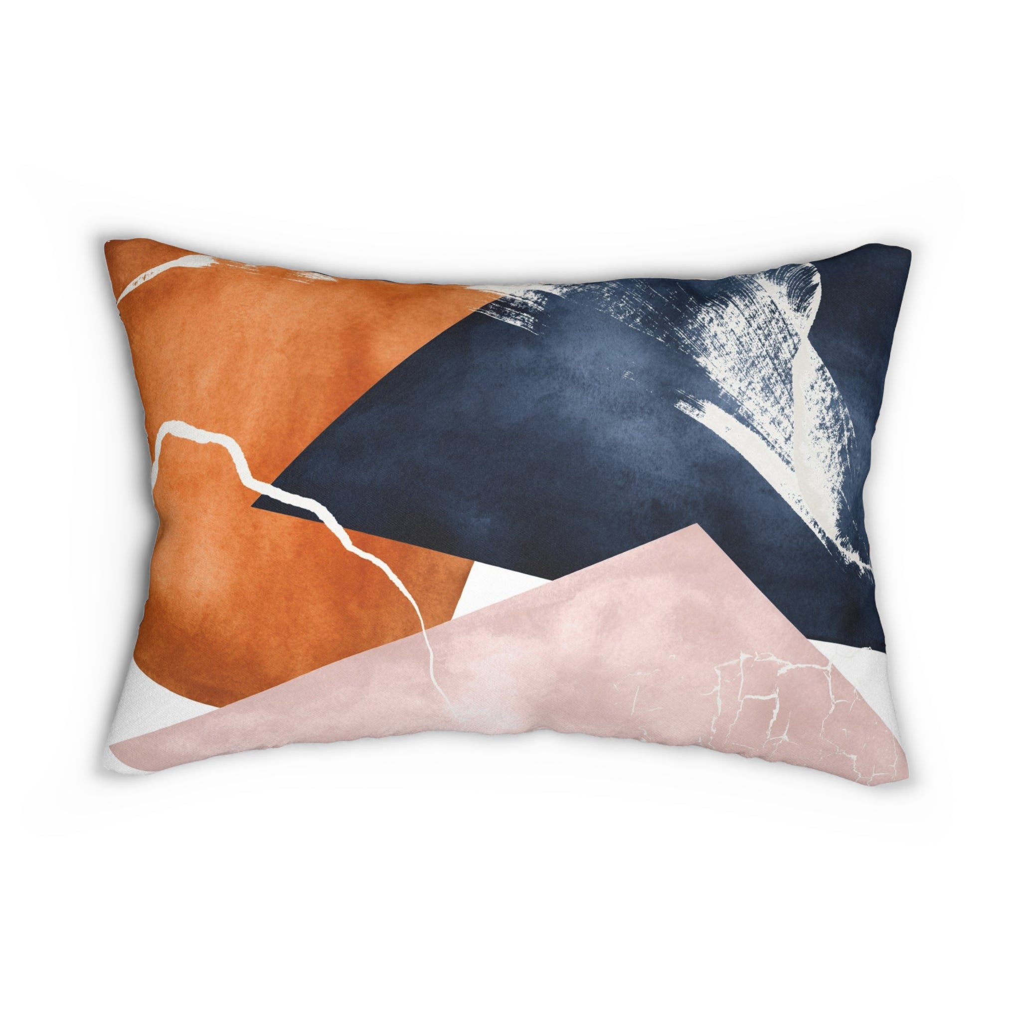 Abstract Lumbar Pillow | Burnt Orange, Navy Blue