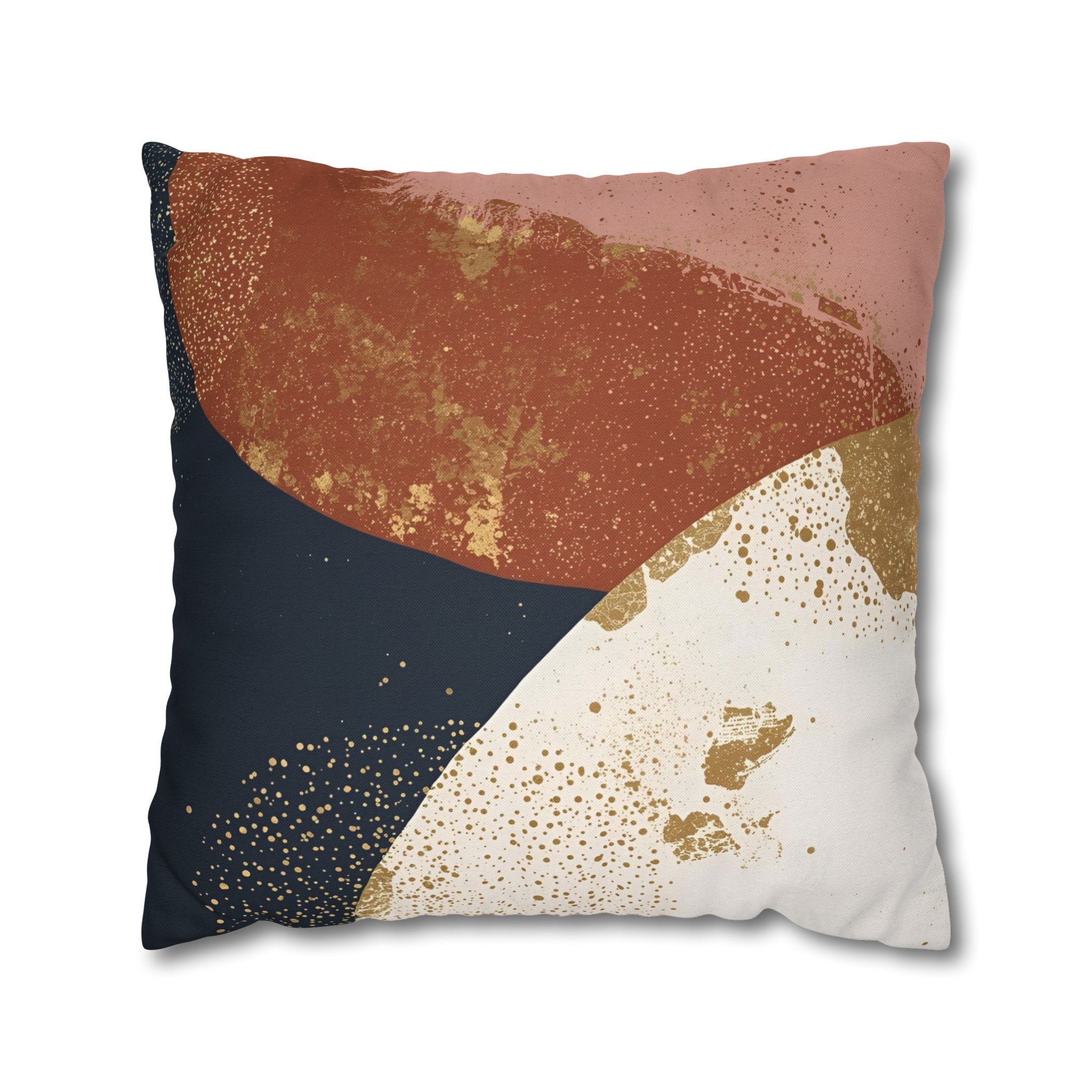 Abstract Pillow Cover | Earthy Neutral Blue White Rust