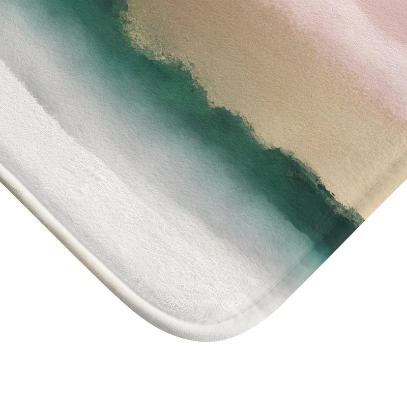 Boho Abstract Bath, Kitchen Floor Mat | Green Pink Gray Ombre