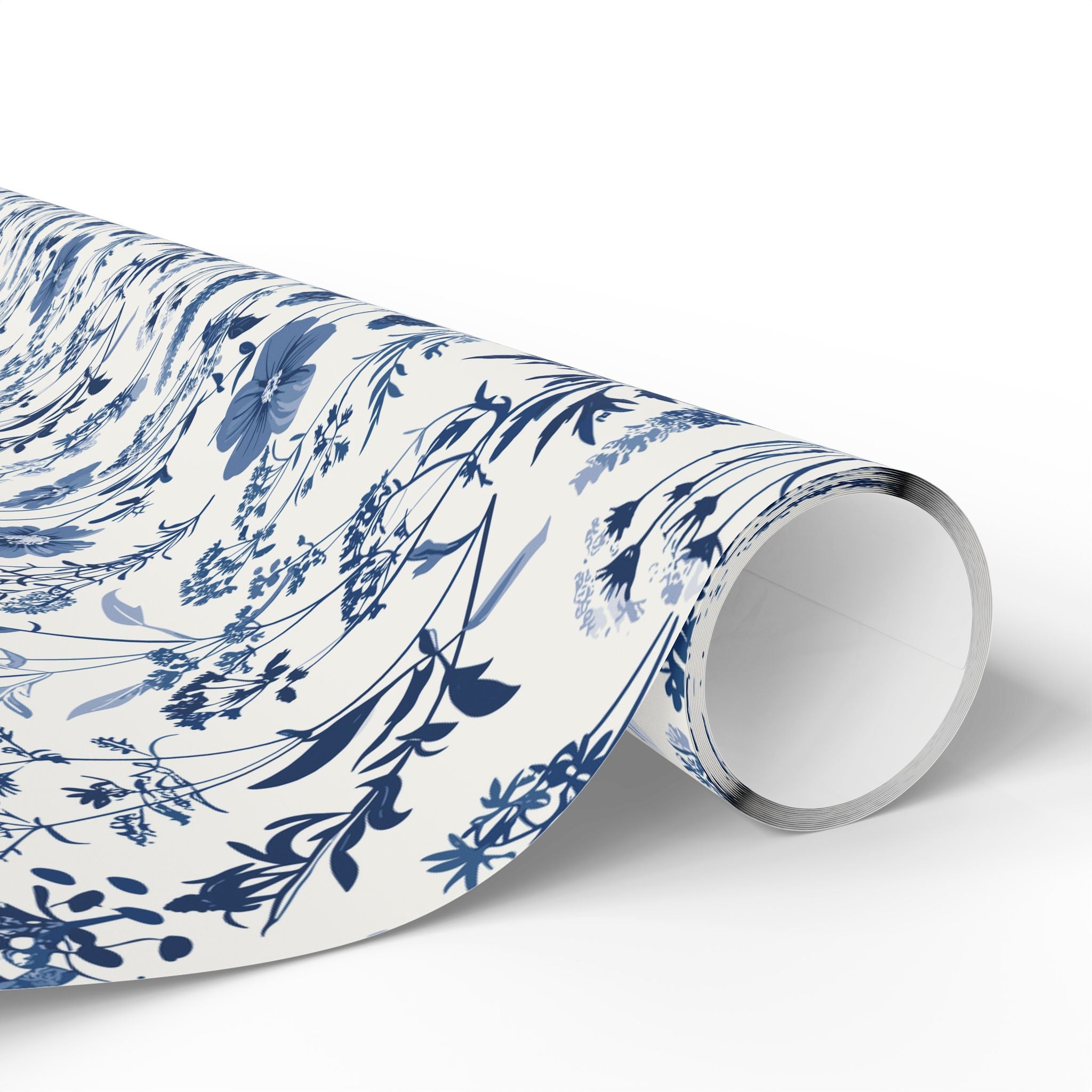 Floral Wrapping Papers, Blue Wildflowers Botanical Gift Wrapping for the Holidays, Birthdays