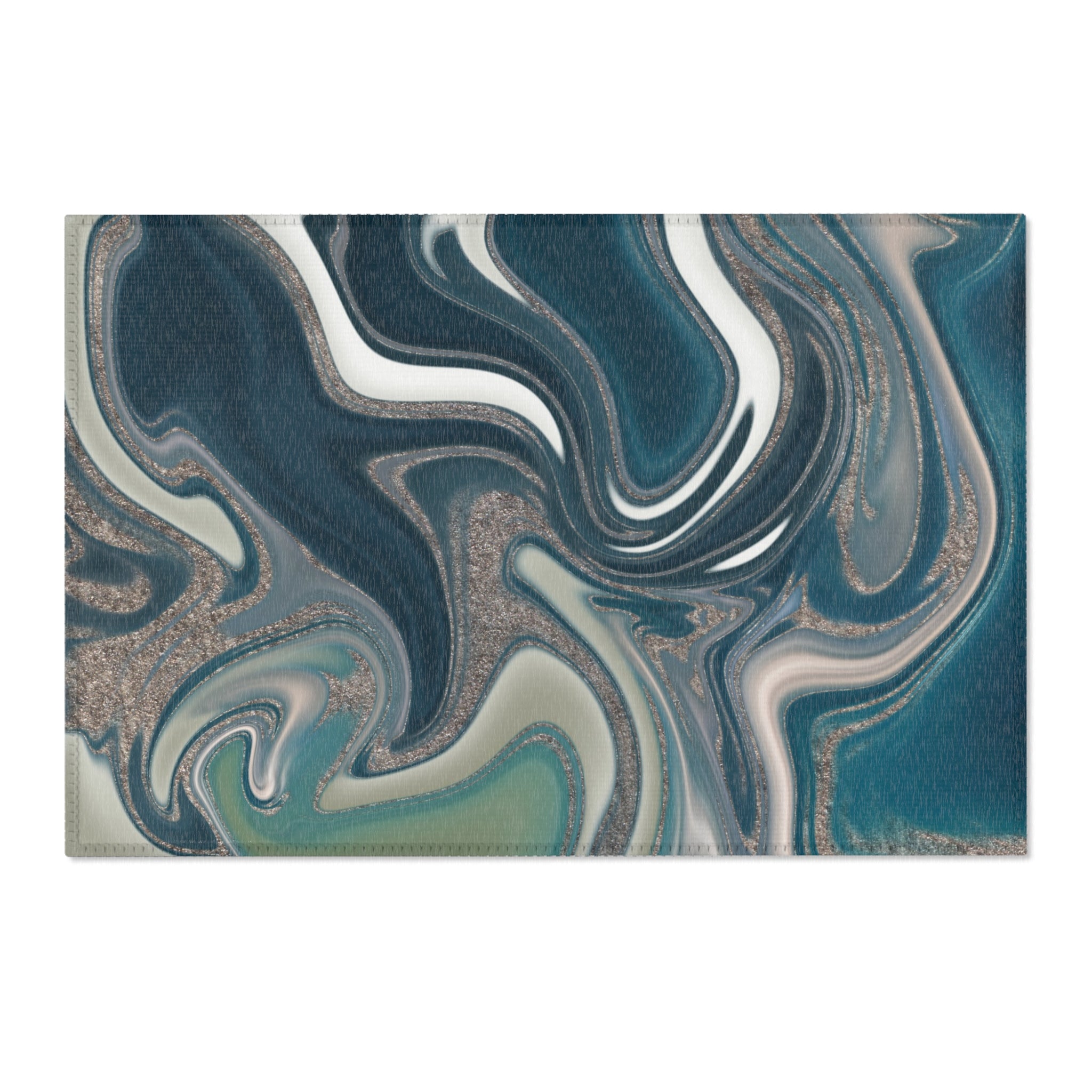 Abstract Large Area Rug | Modern Rug, Teal Sage Green