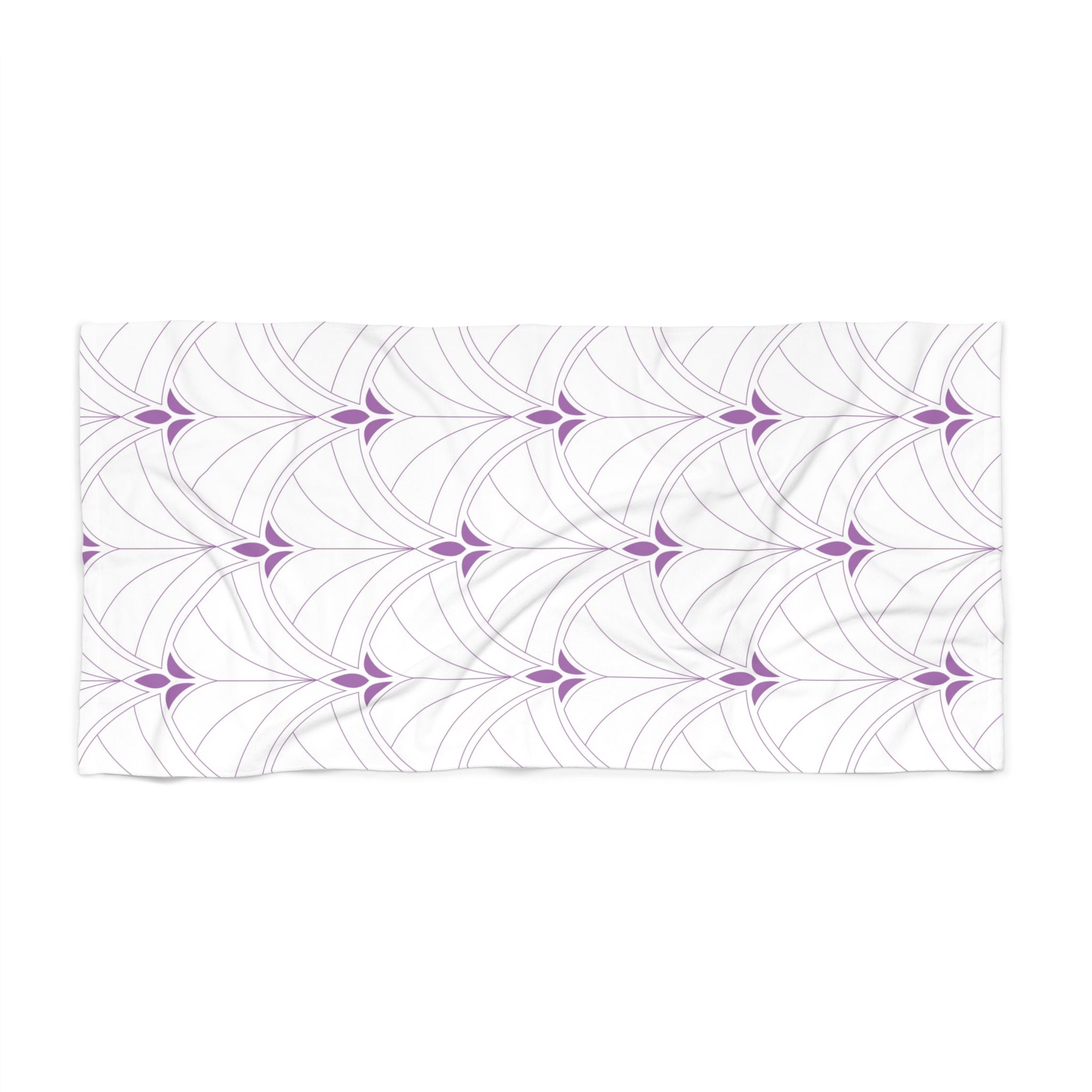 Bath, Beach Towel | Art Deco White Lavender Purple