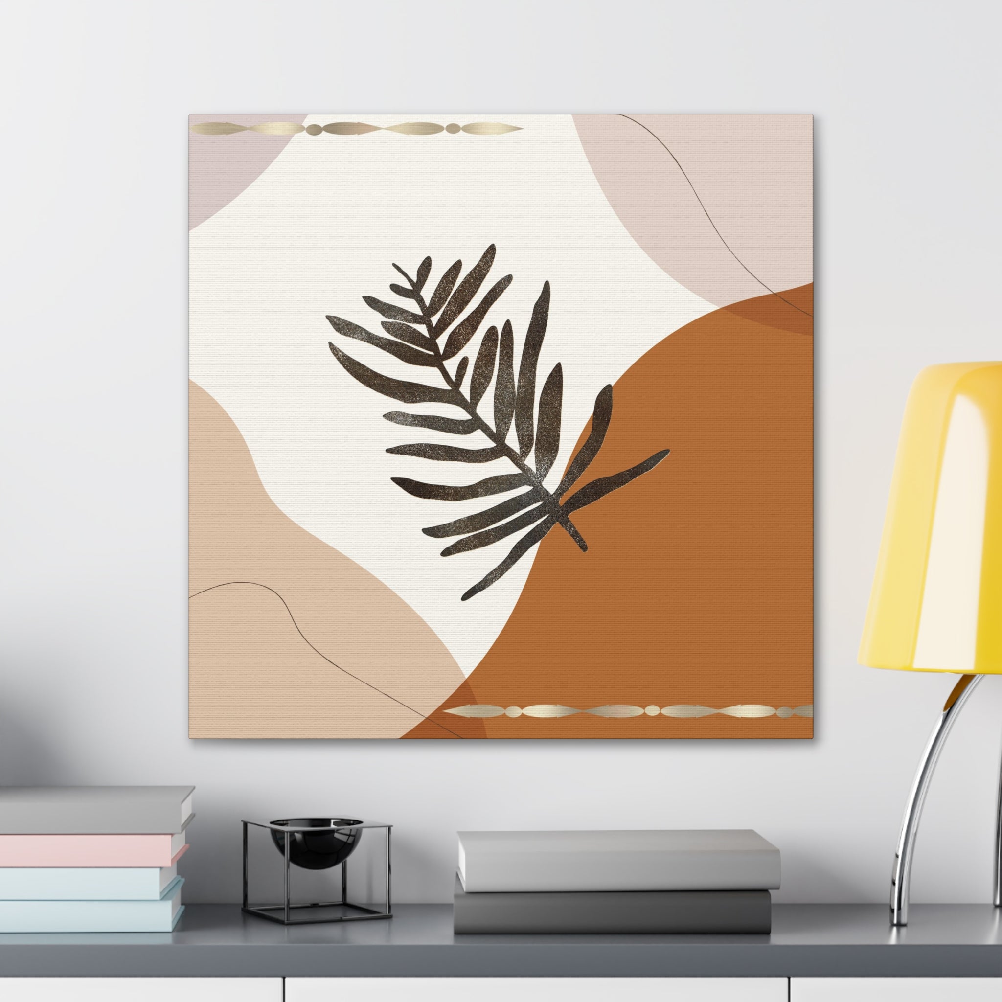 Bohemian Canvas Wall Art | Rust Beige Brown Leaf