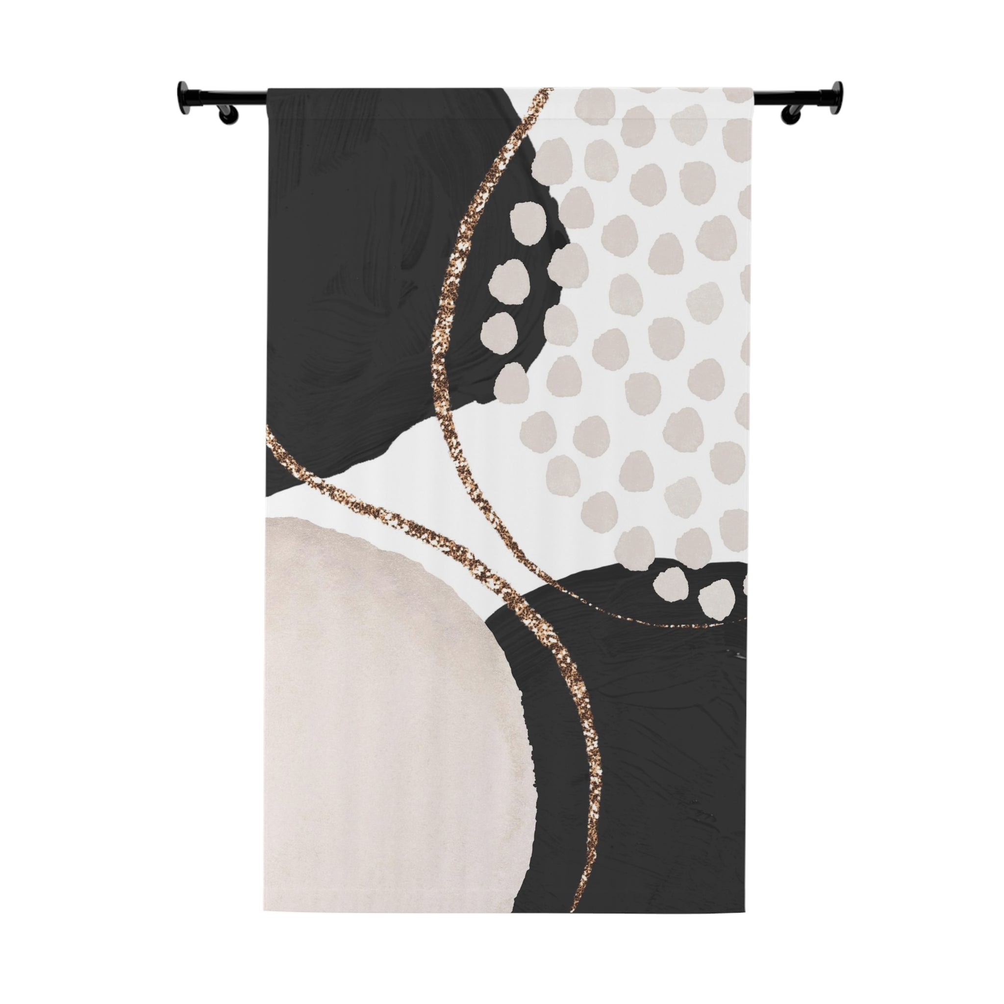 Abstract Window Curtains | Black White Ivory