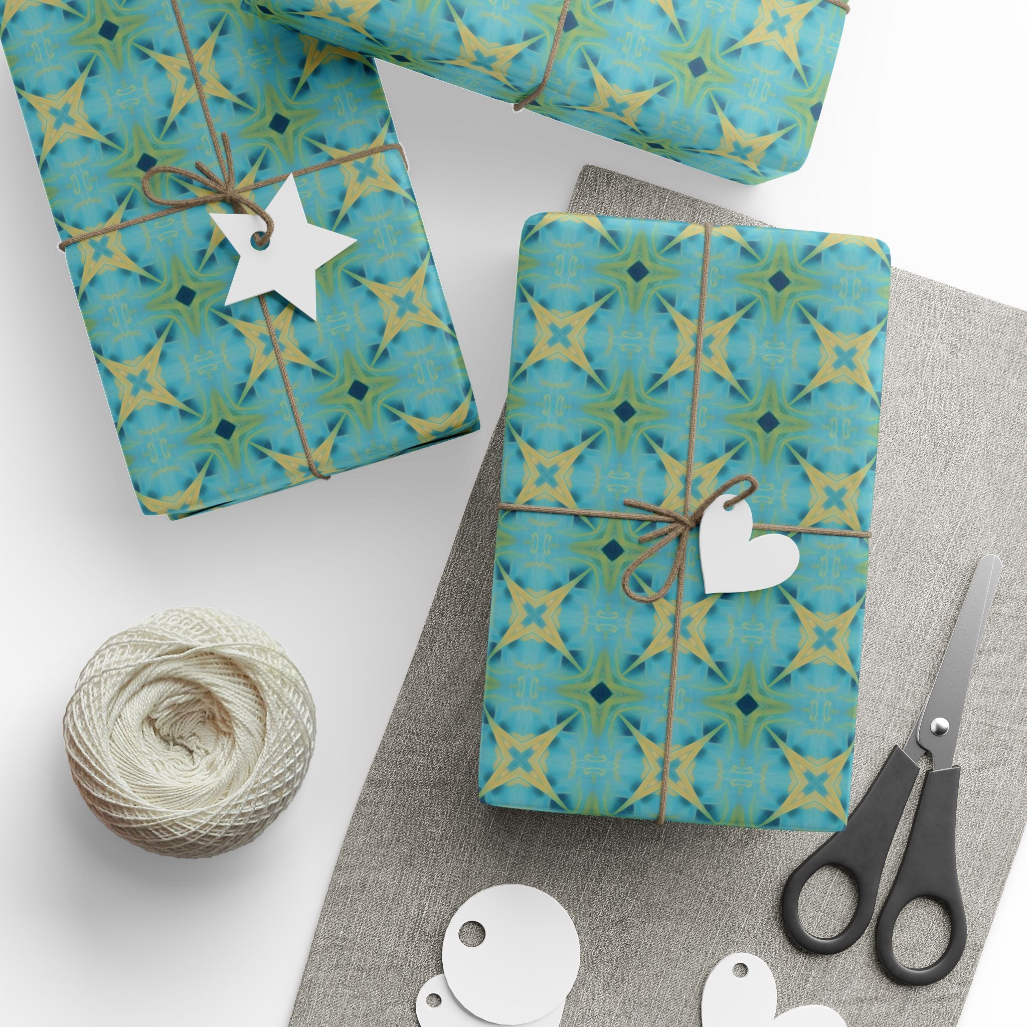 Retro Wrapping Paper | Teal Beige Green