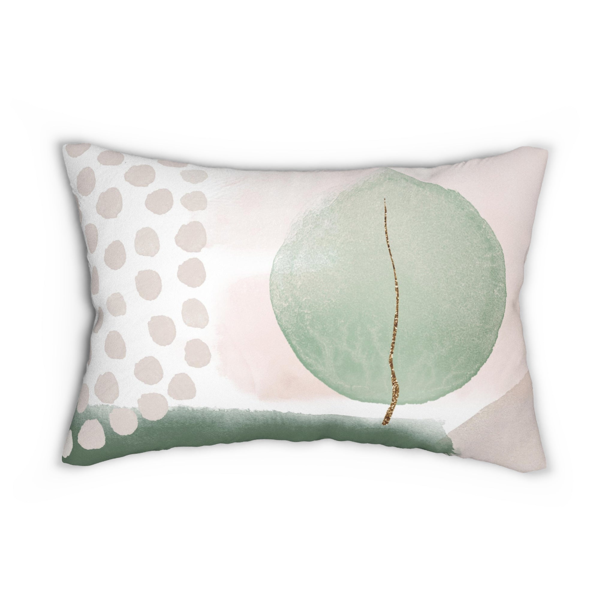 Abstract Lumbar Pillow | Pastel Blush Pink, Sage Green