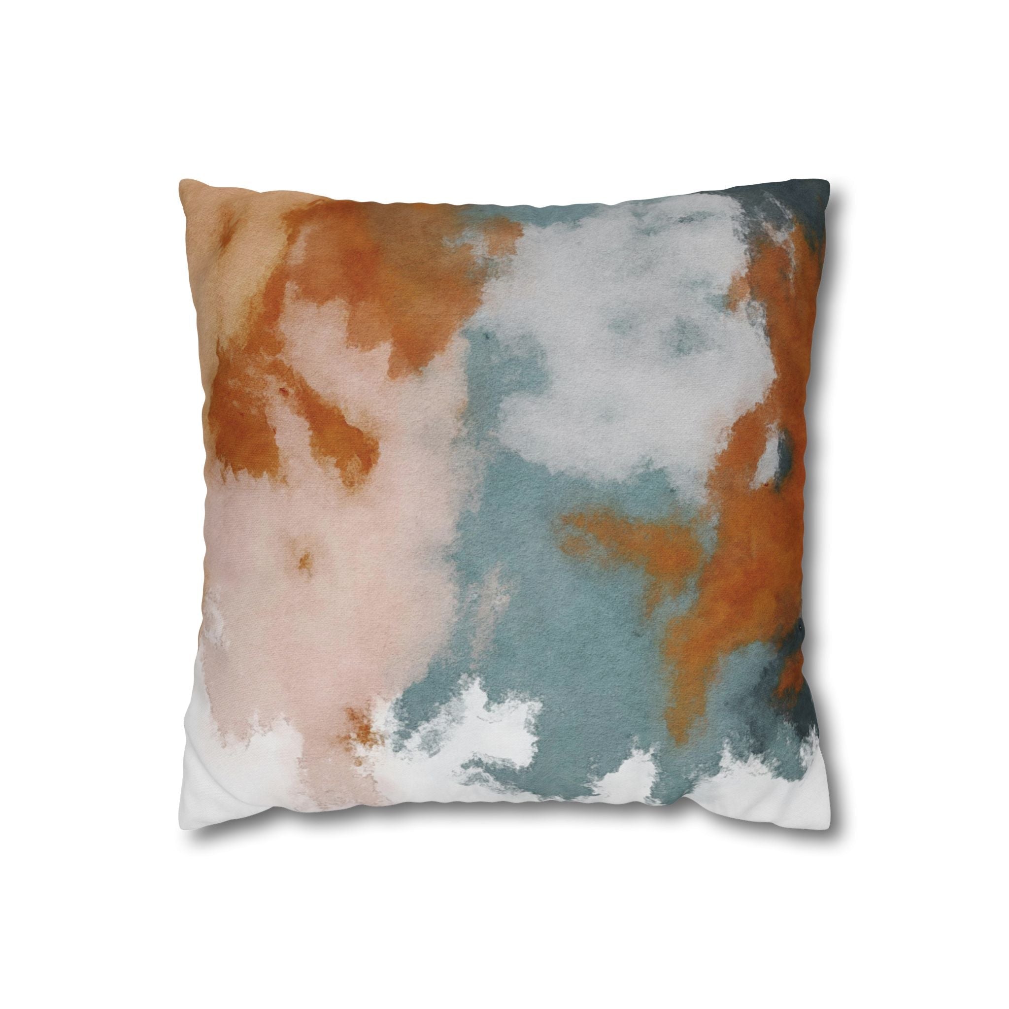 Square Poly Canvas Pillowcase | Muted Rust Blue blush