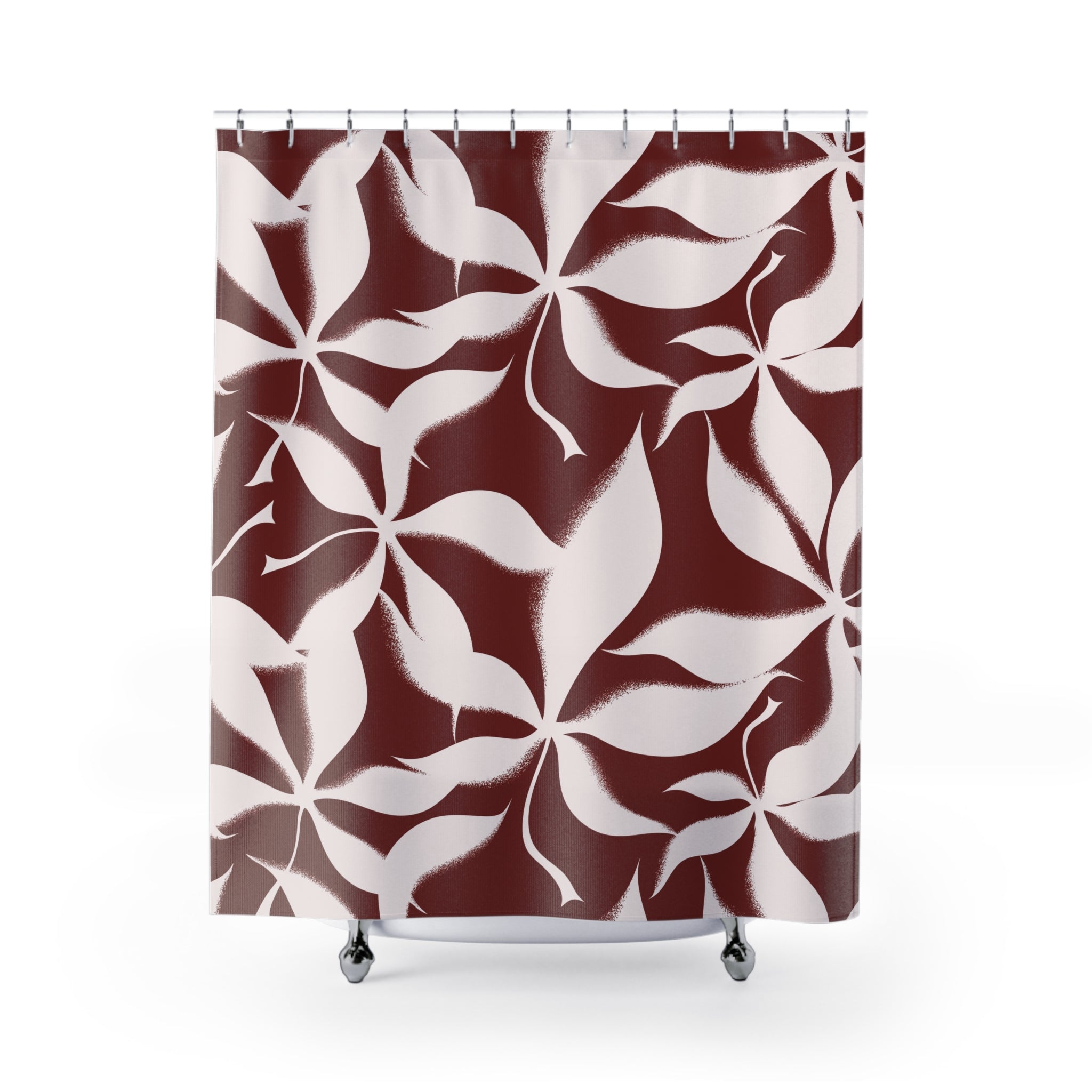 Floral Shower Curtain | Burgundy Red Bathroom Decor