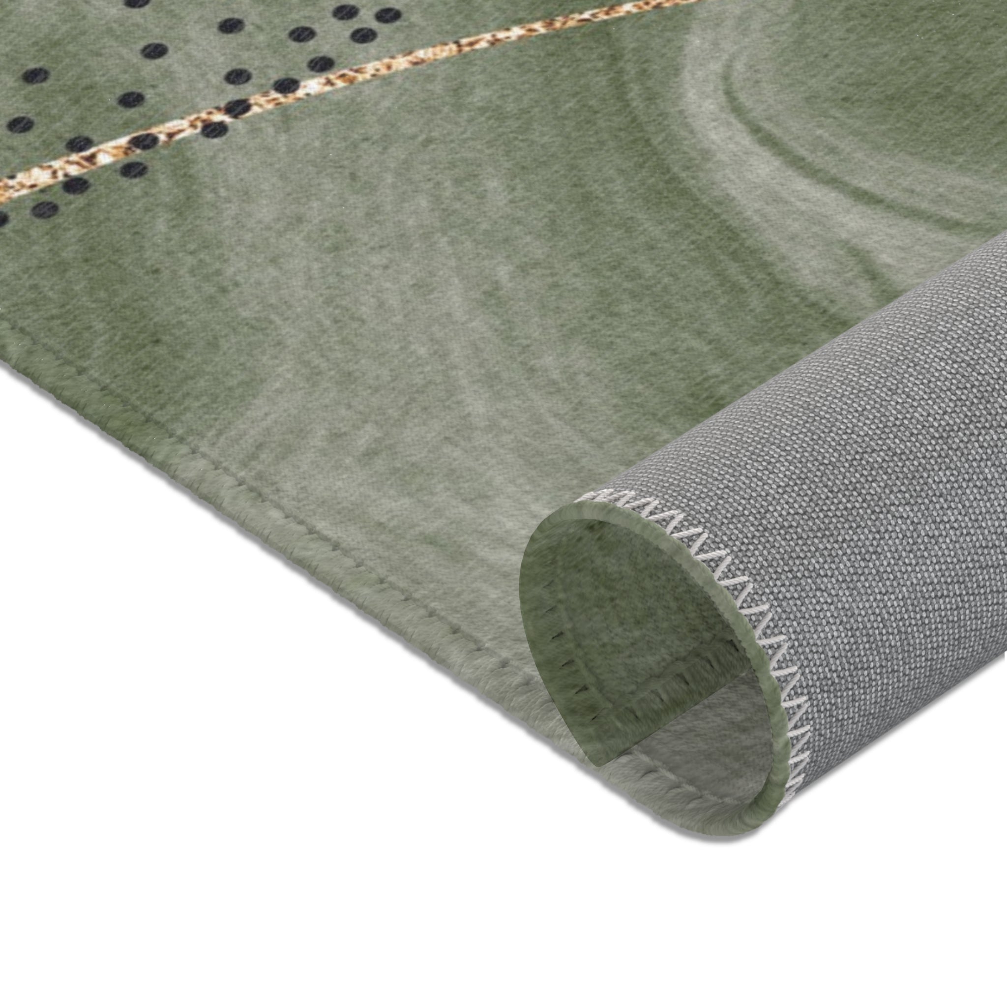 Abstract Minimalist Area Rug | Sage Green, Black Line Art Rug