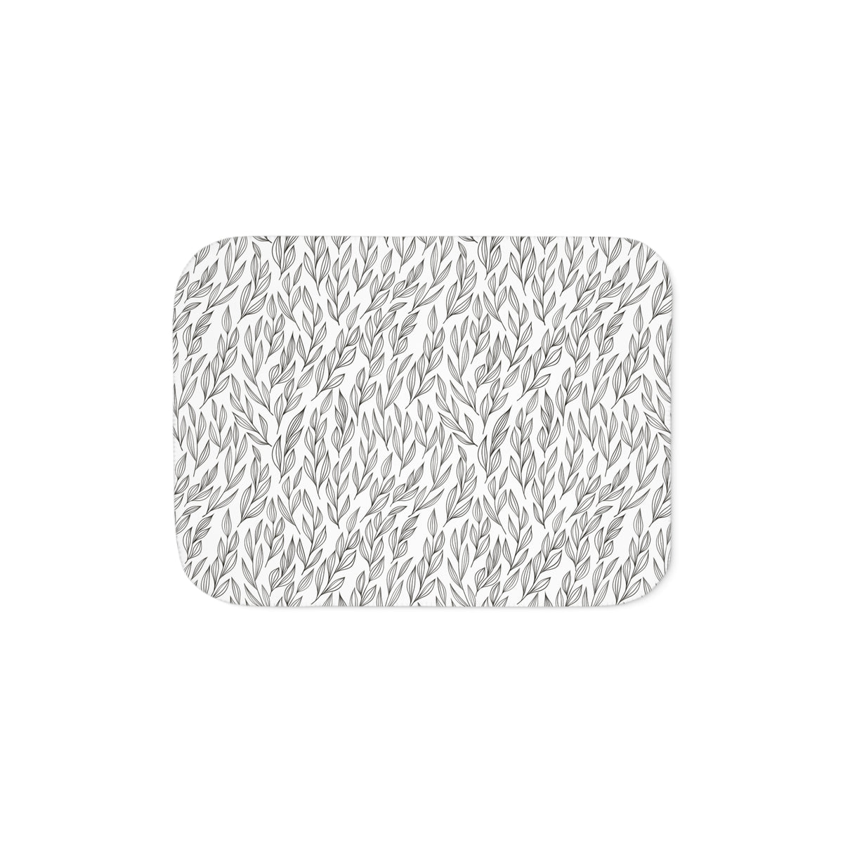 Black White Willow Leaf Sherpa Blanket | Minimalist Line Throw