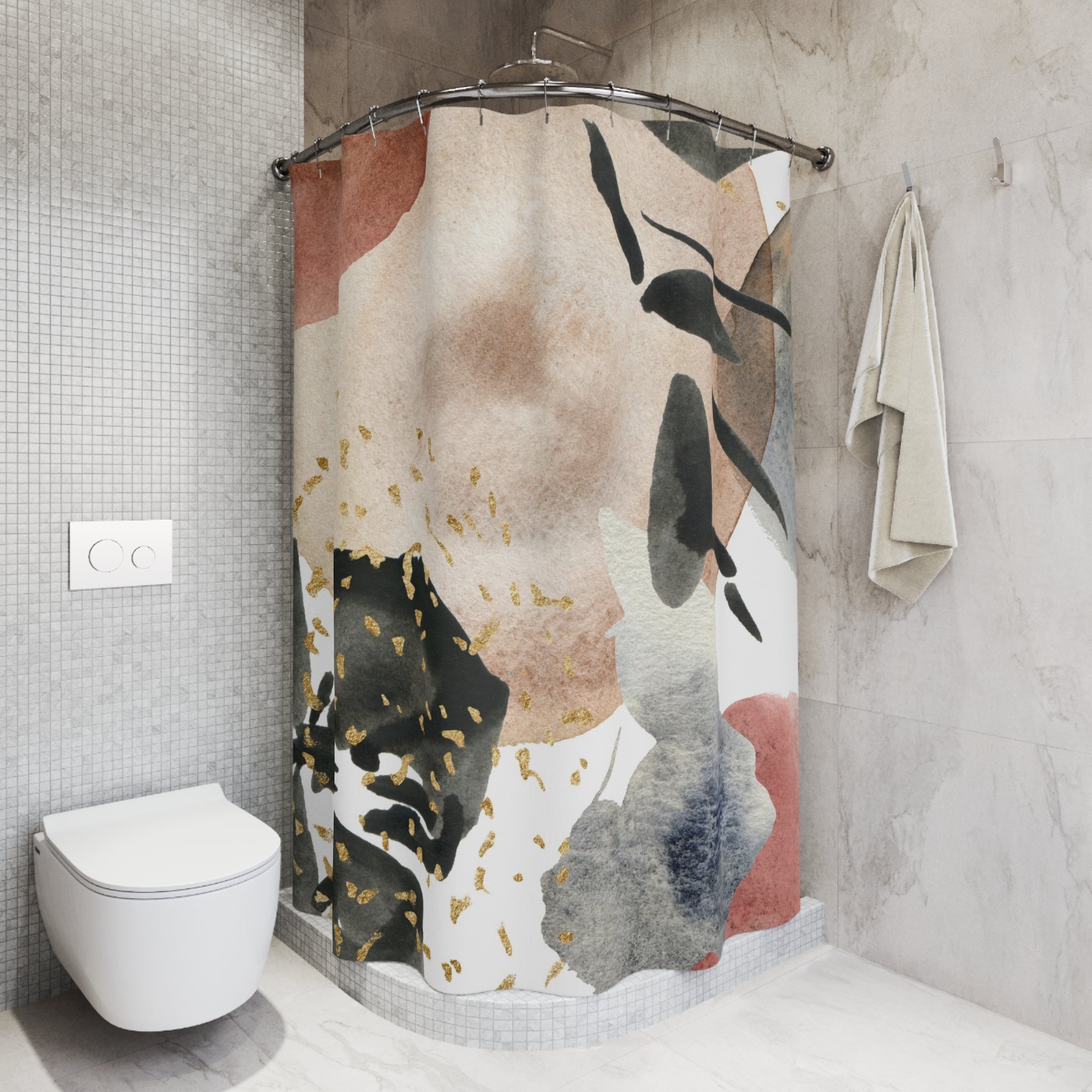 Abstract Watercolor Shower Curtain | Boho Earthy Neutral  Bathroom Decor