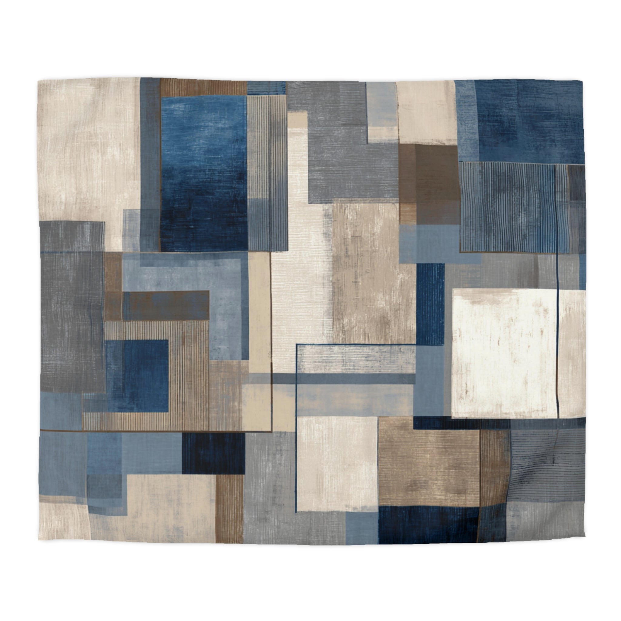 Geometric Duvet, Pillow Cover | Blue Beige Bedroom Decor