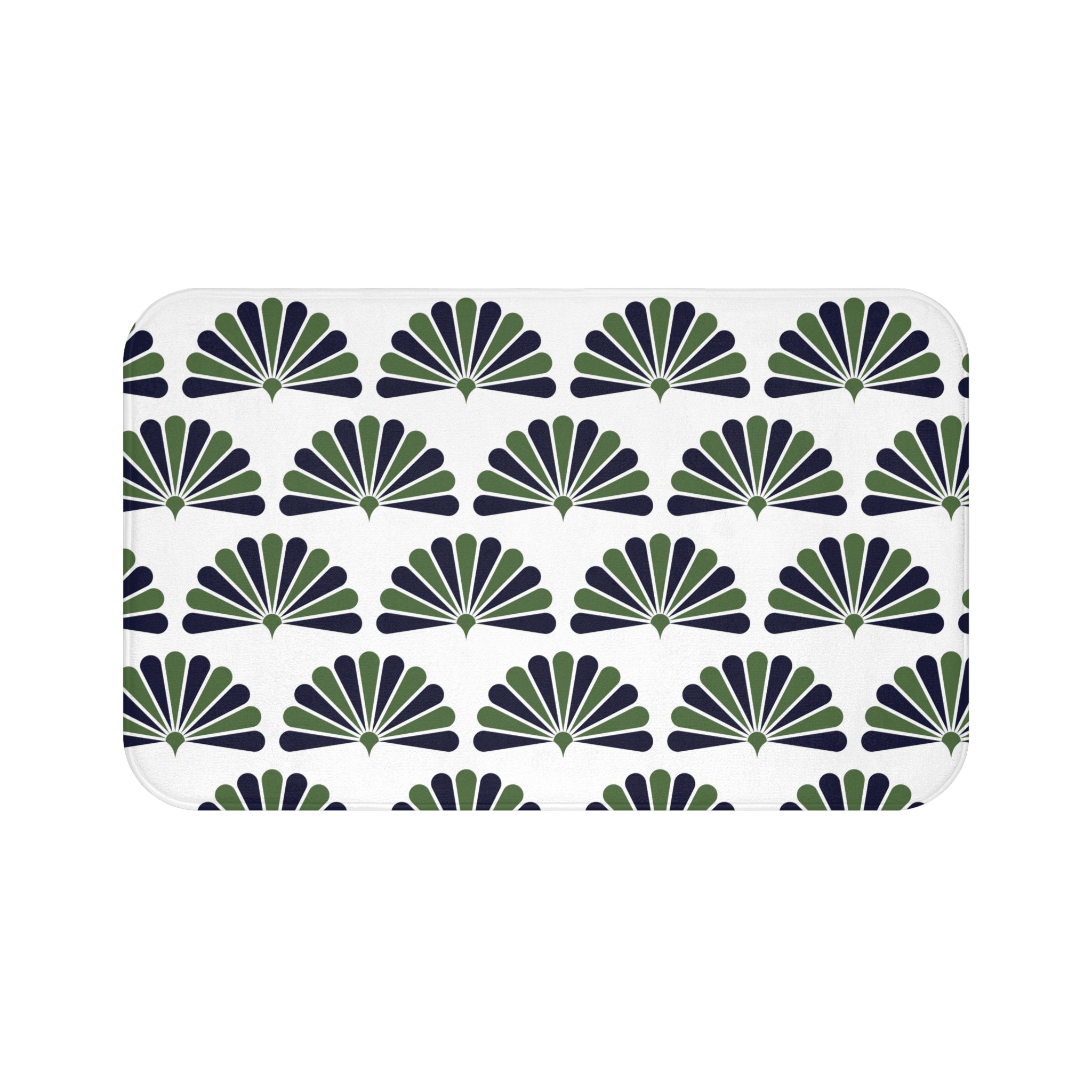 Art Deco Nouveau Bath Mat | Green Blue White Kitchen Mat