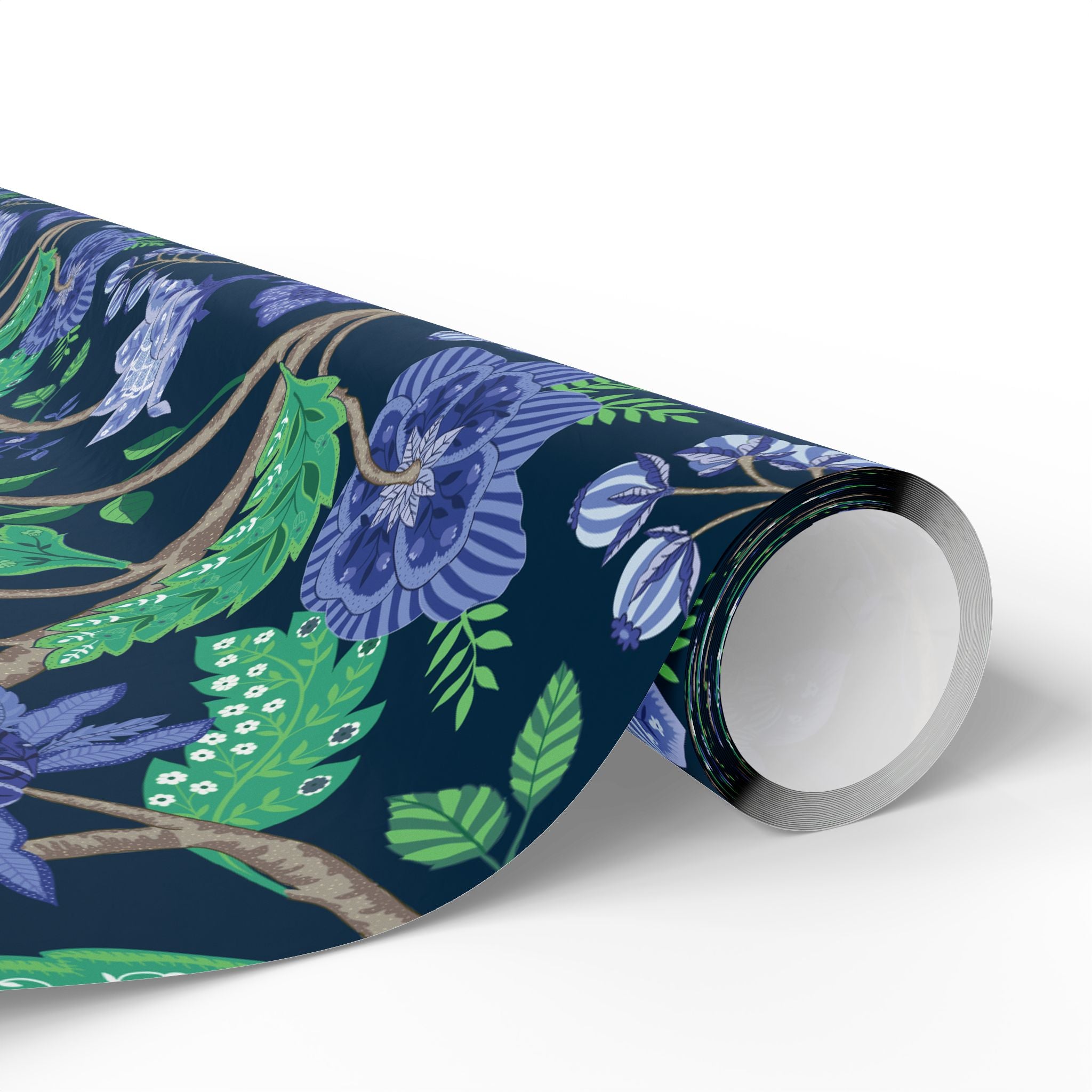 Wrapping Paper | Blue Green Floral Gift Wrap for the Holidays, Birthdays