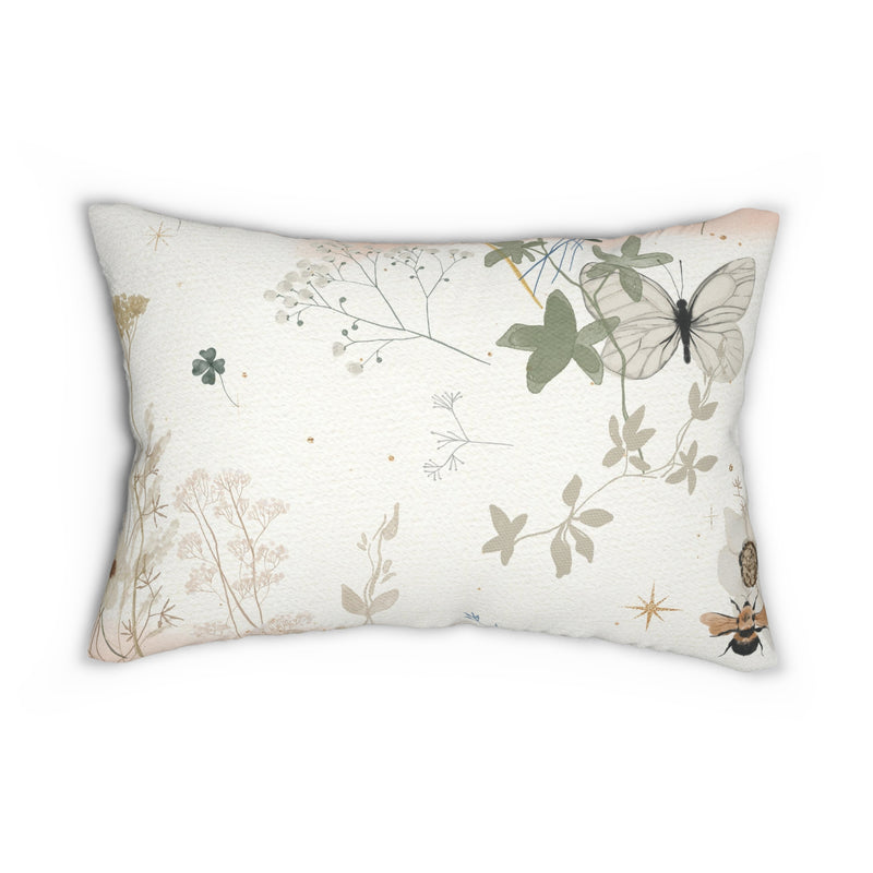 Floral Lumbar Pillow | Neutral Ivory Green Garden