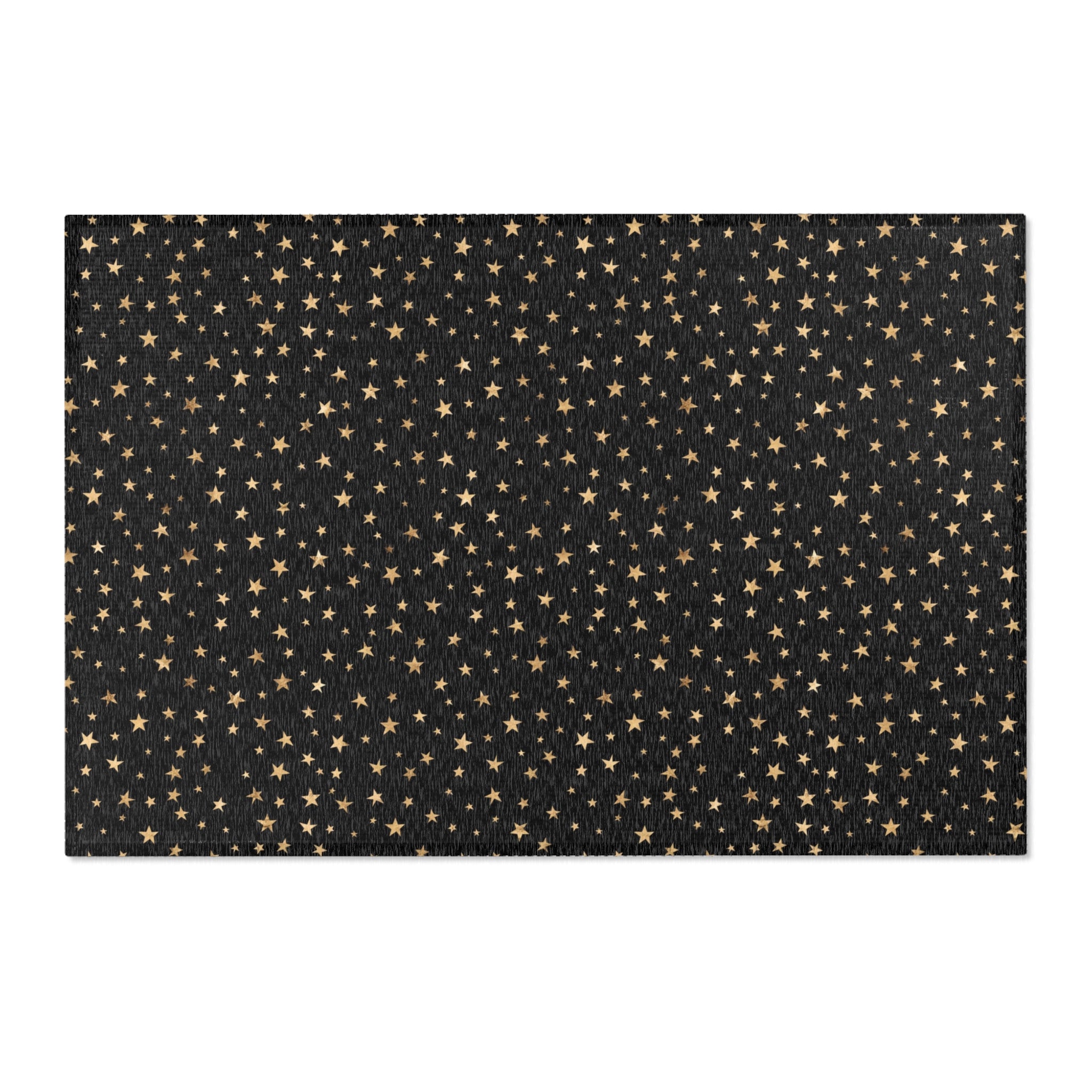 Boho Area Rug | Black Gold Beige Stars