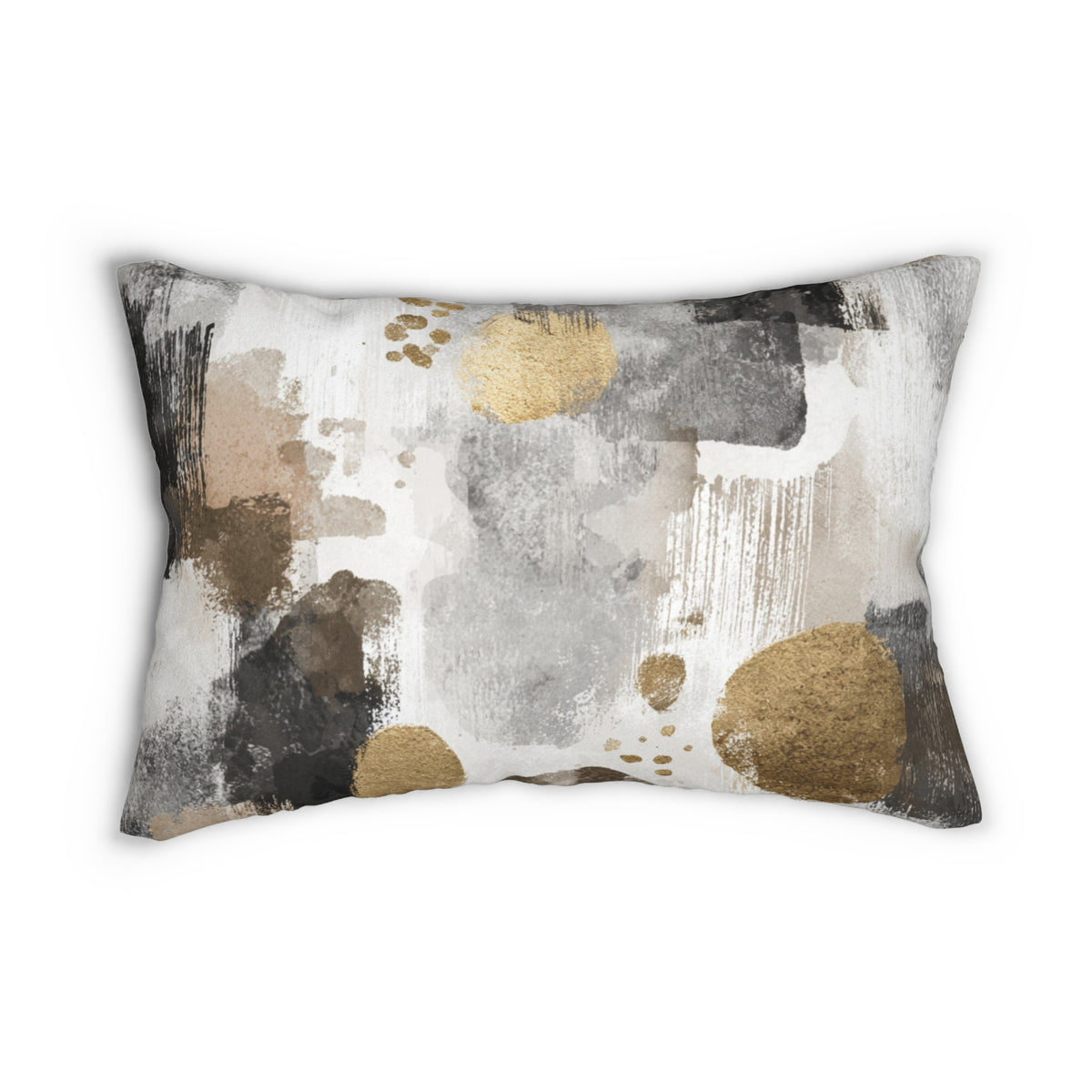 Black Grey and Taupe Abstract Lumbar Pillow