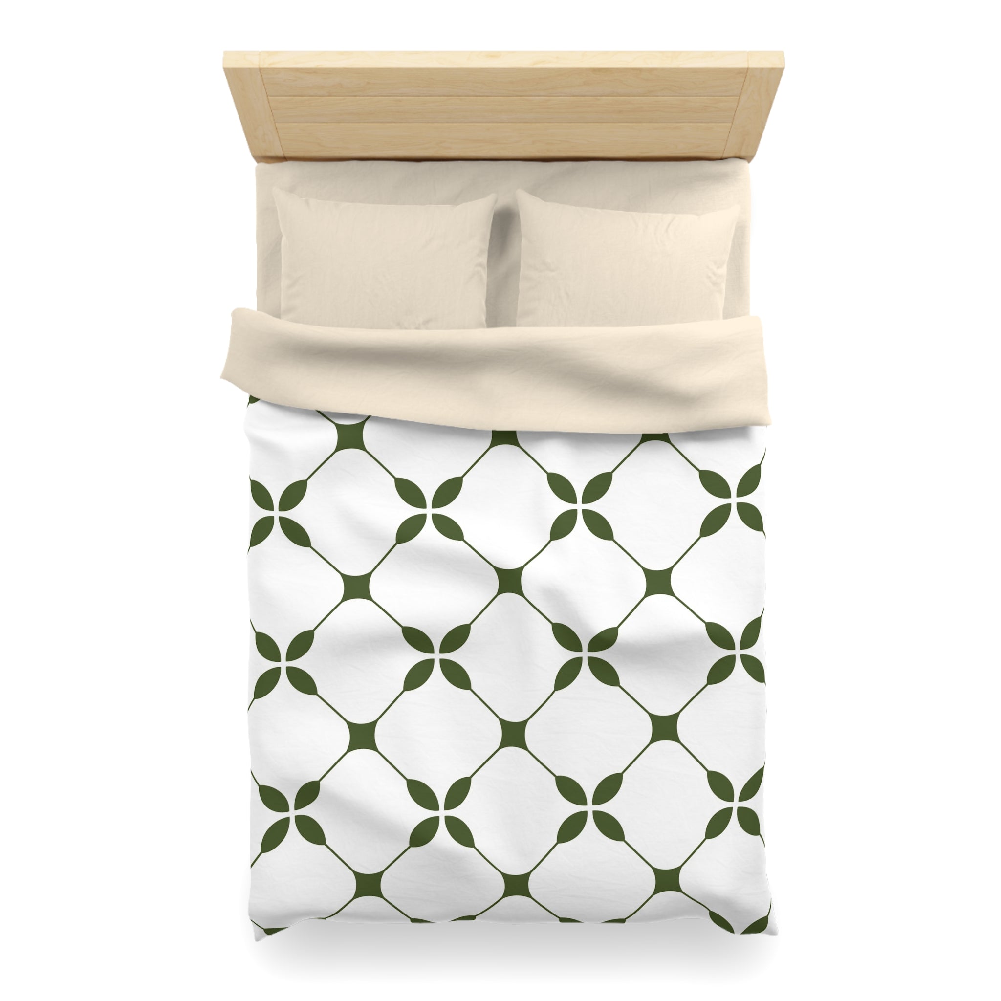 Art Deco Duvet Cover | Green White Bedding Decor