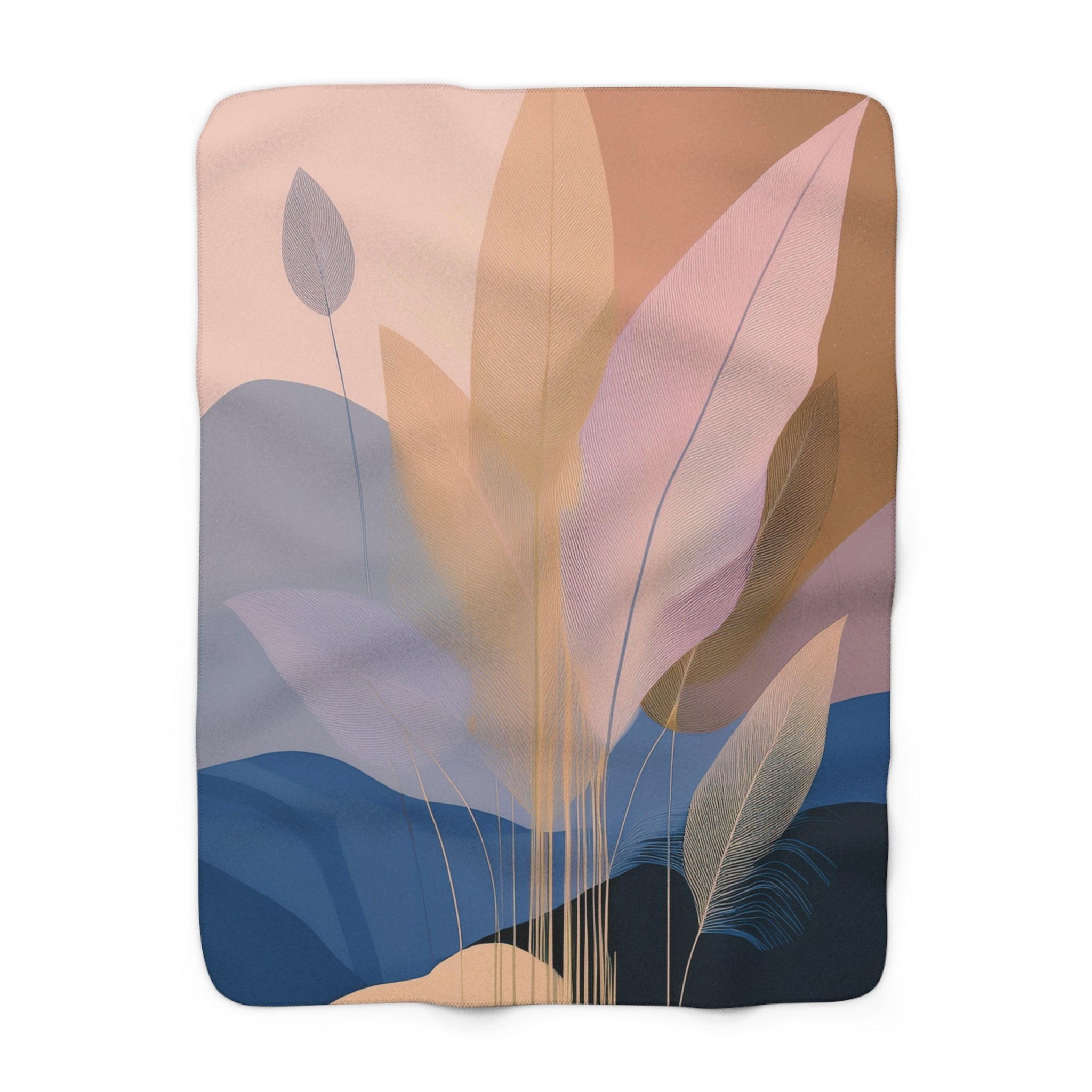 Abstract Throw Blanket | Beige Blue Pink Watercolor
