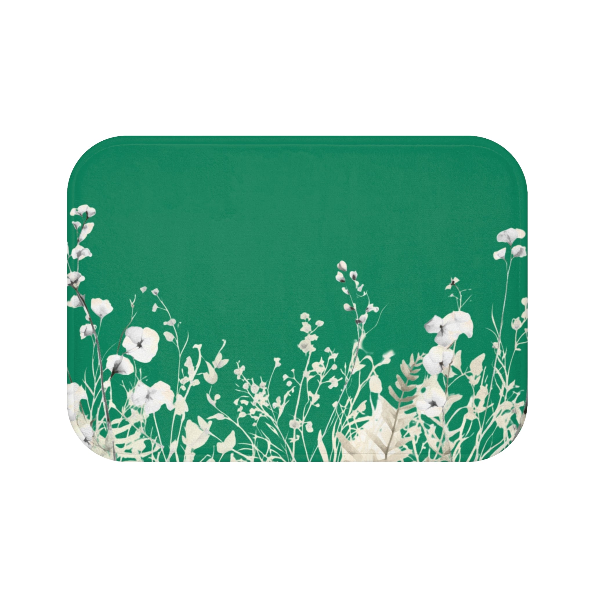 Floral Bath Mat | Sea Green Watercolor Kitchen Mat