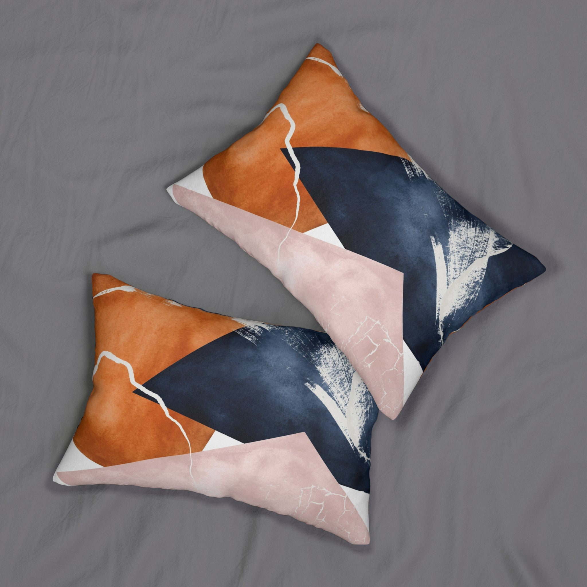 Abstract Lumbar Pillow | Burnt Orange, Navy Blue