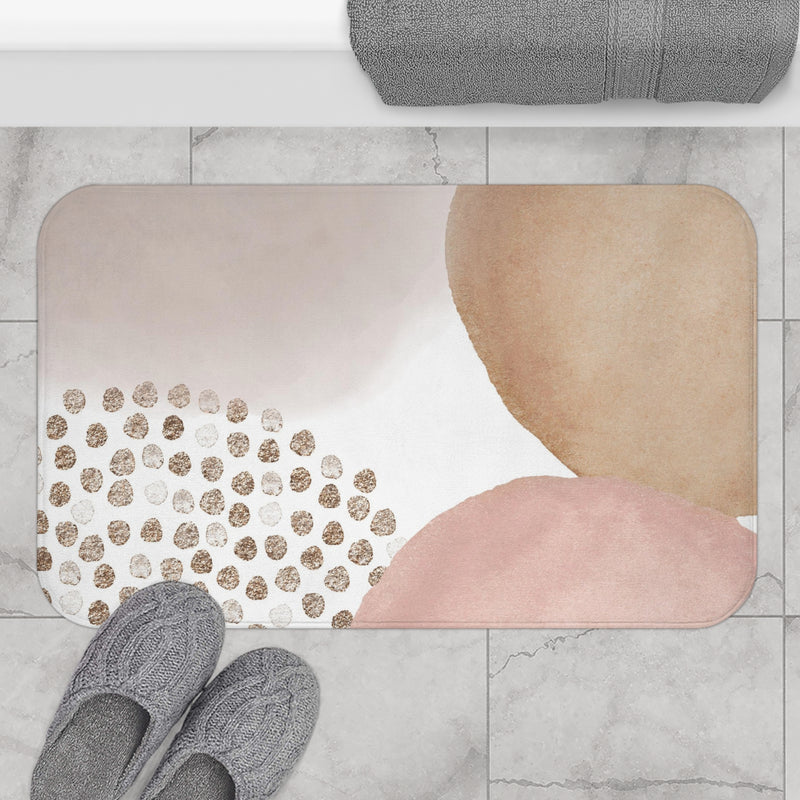 Abstract Bath Mat, Kitchen Mat | Blush Pink Beige Mat