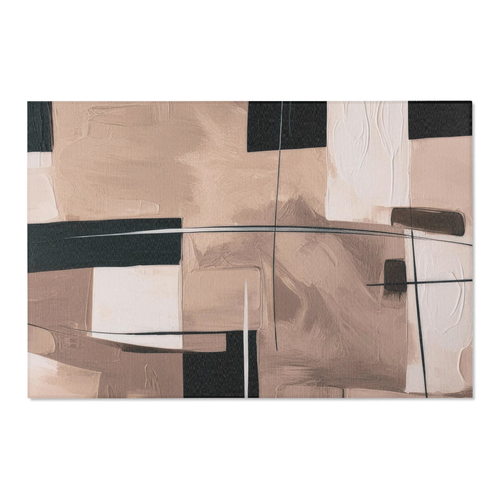 Modern Area Rug | Abstract Geometric Earthy Black Beige