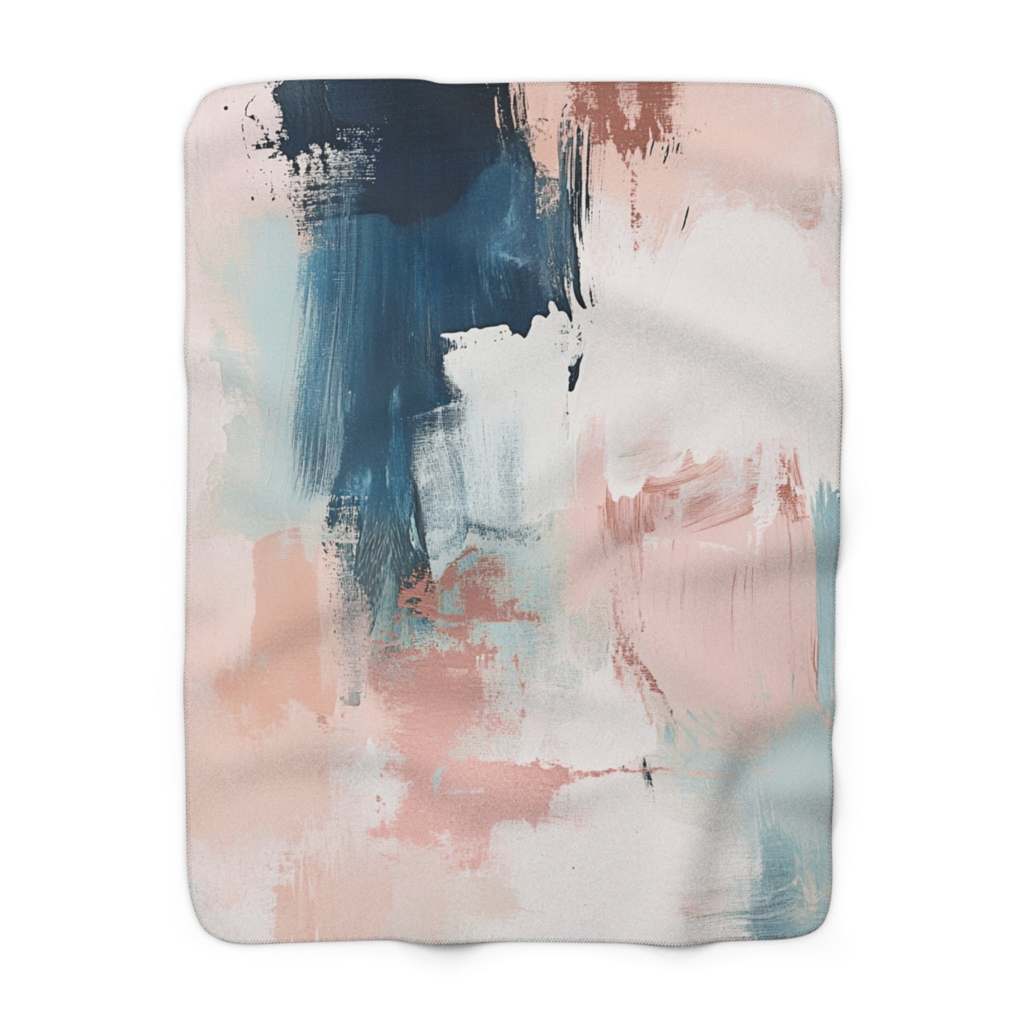 Abstract Throw Blanket | Blush Pink White Blue Watercolor