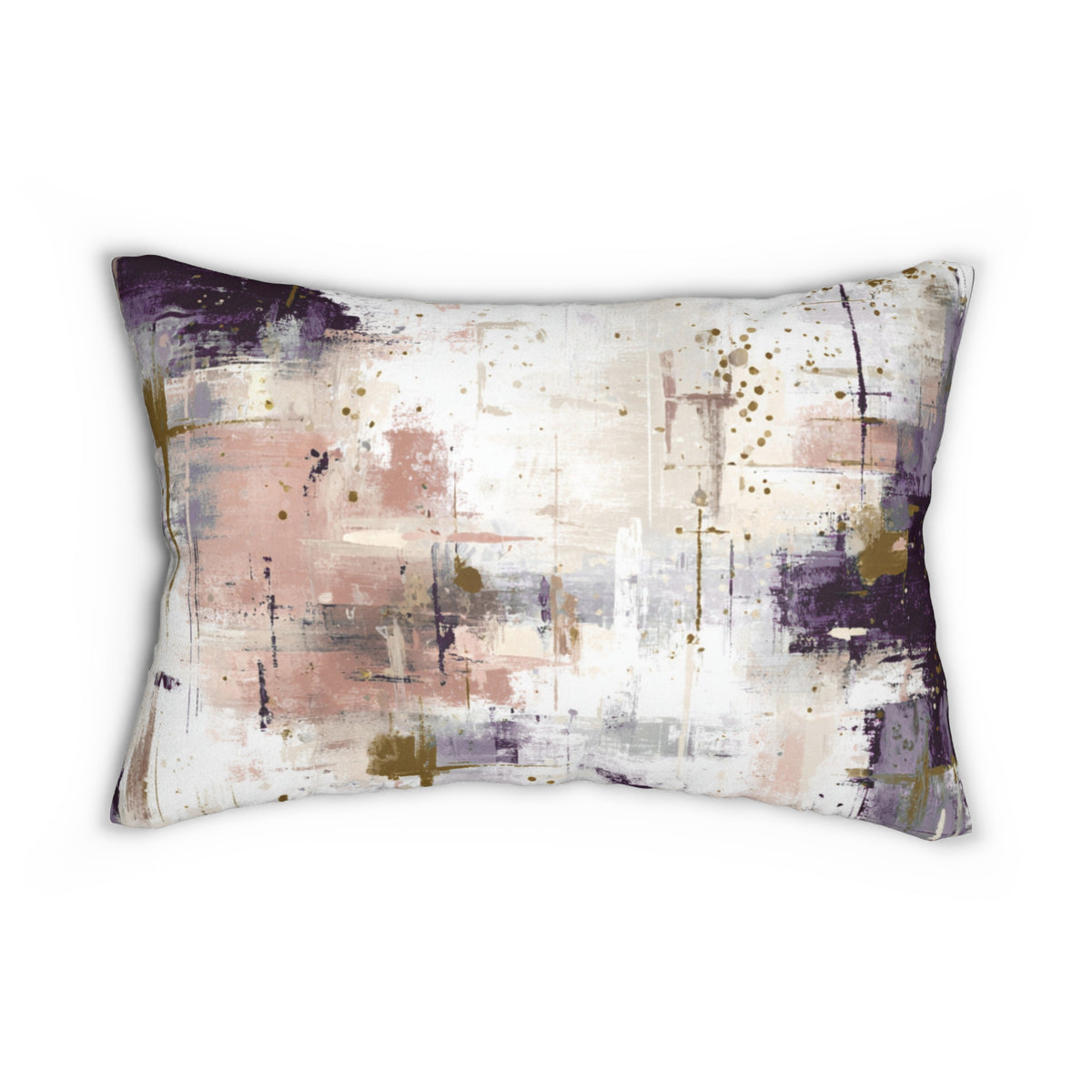Plum Blush Brushstroke Abstract Lumbar Pillow 14x20, Modern Accent Pillow