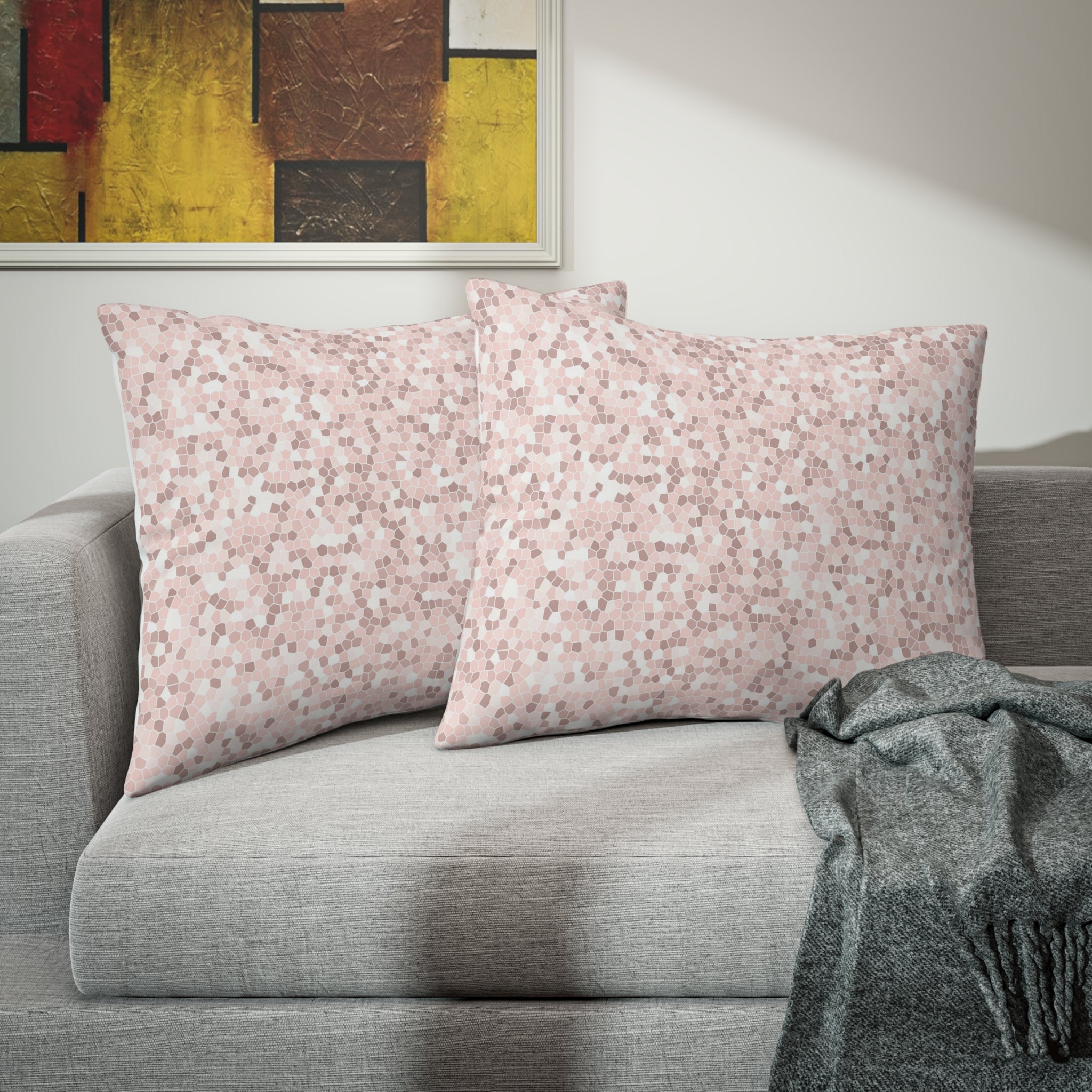 Bedding Pillow Sham | Blush Pink, Beige Mosaic