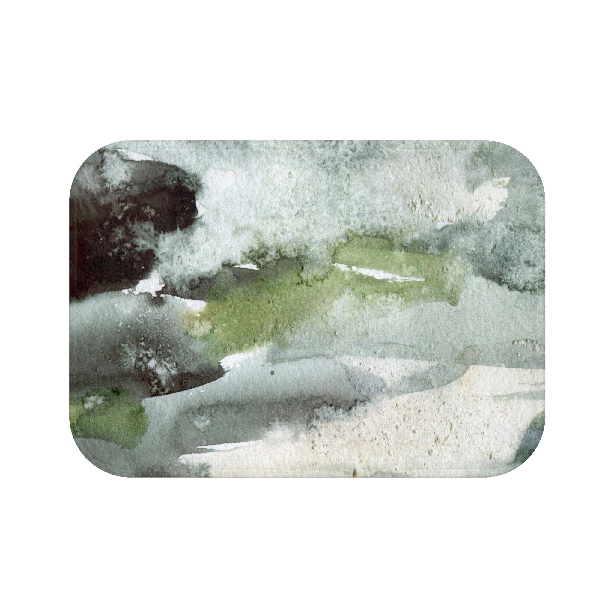 Abstract Bath, Kitchen Mat | Green Grey Watercolor