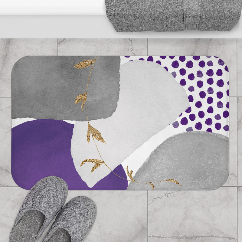 Boho Bath, Kitchen Mat | Modern Grey, Lilac Lavender Purple Bathroom Decor