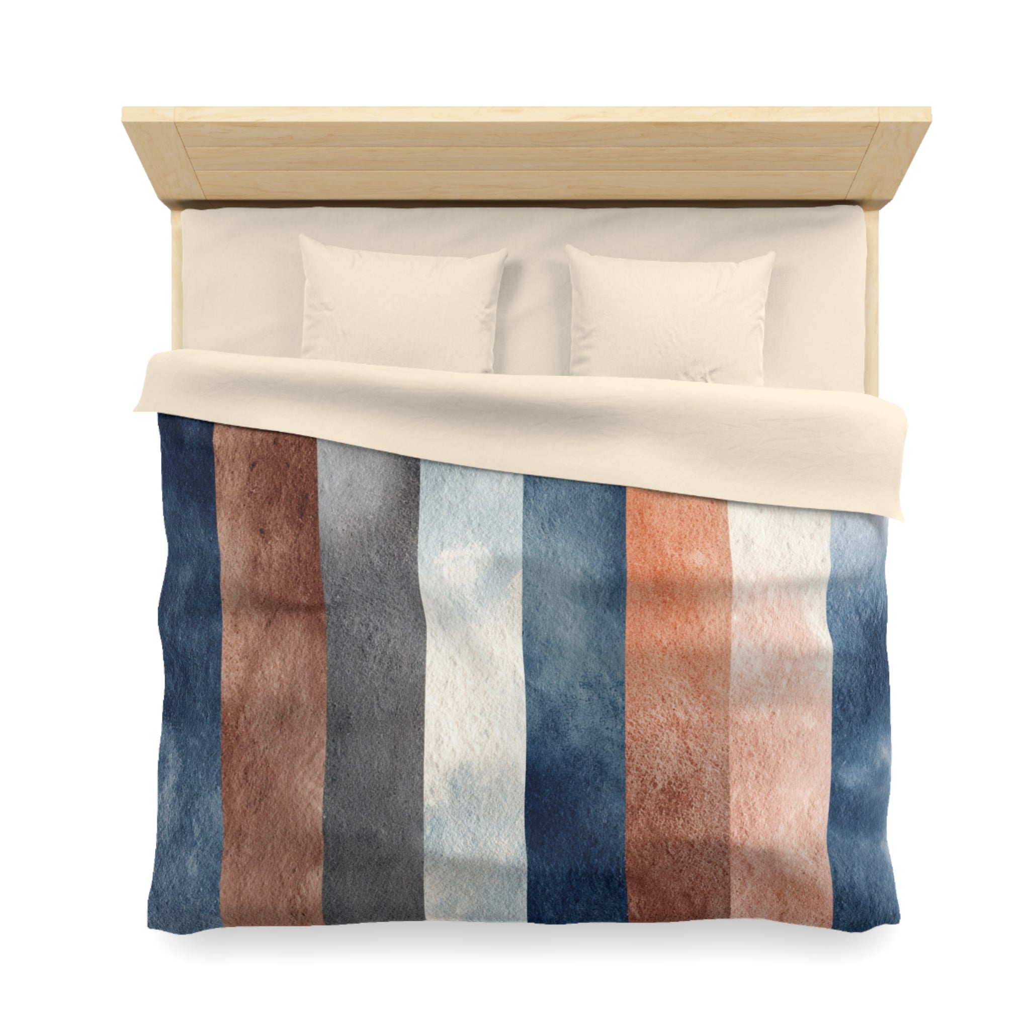 Modern Duvet, Pillow Cover | Navy Brown Bedroom Decor