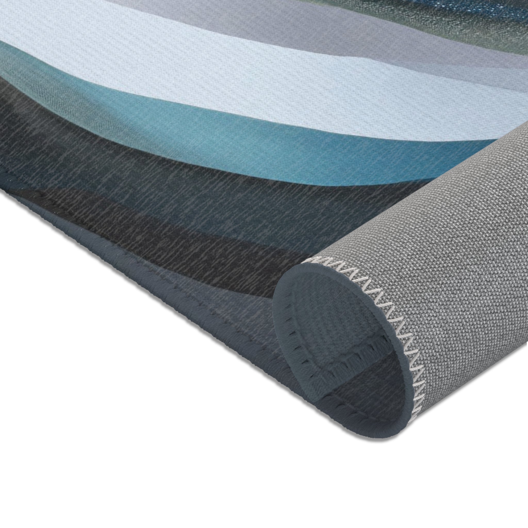 Abstract Area Rug | Blue Grey Landscape Ombre