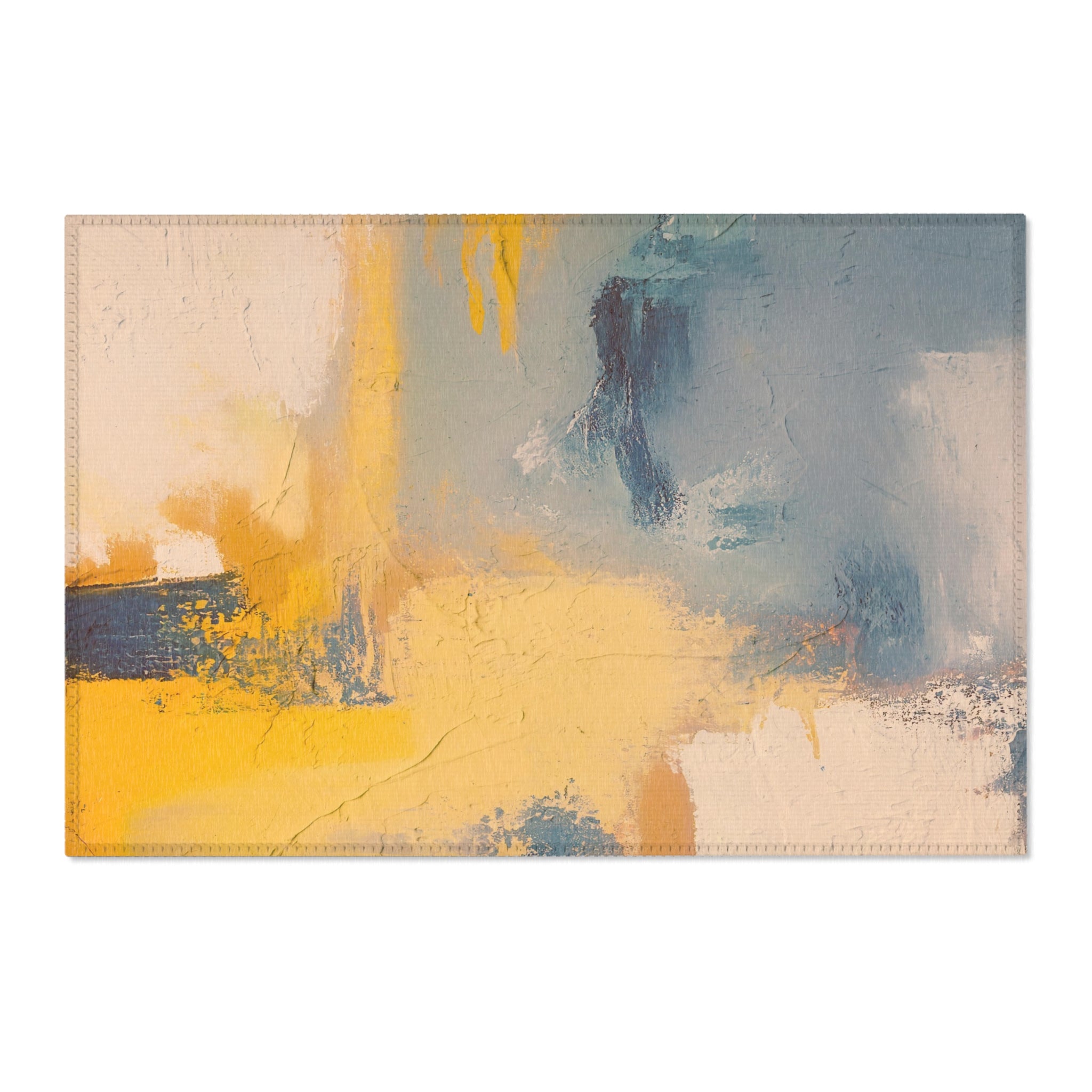 Abstract Large Area Rug | Yellow Blush Blue Muted Watercolor Rug