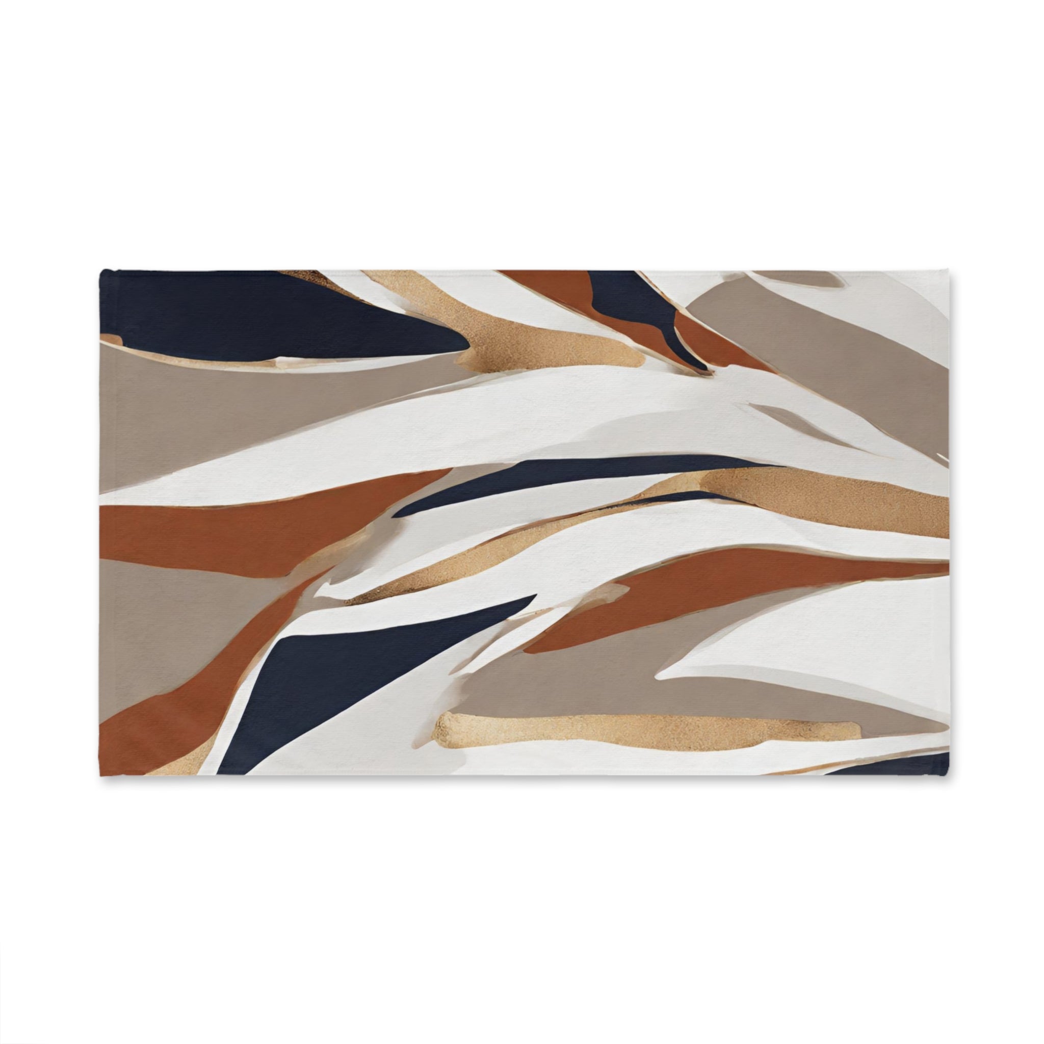 Boho Kitchen, Bath Hand Towel | Abstract Beige Rust, Navy blue White