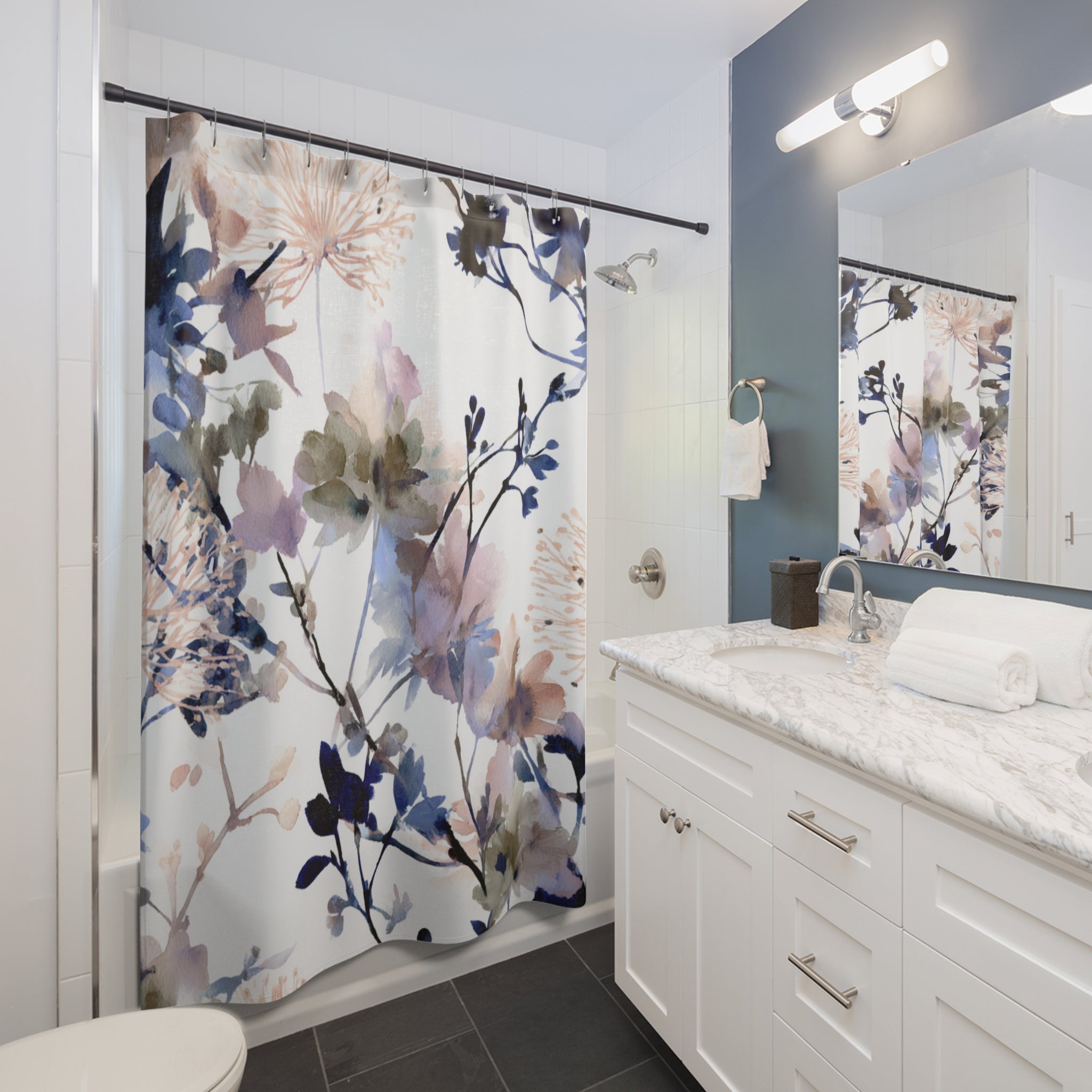 Abstract Shower Curtain | Artsy Floral Watercolor