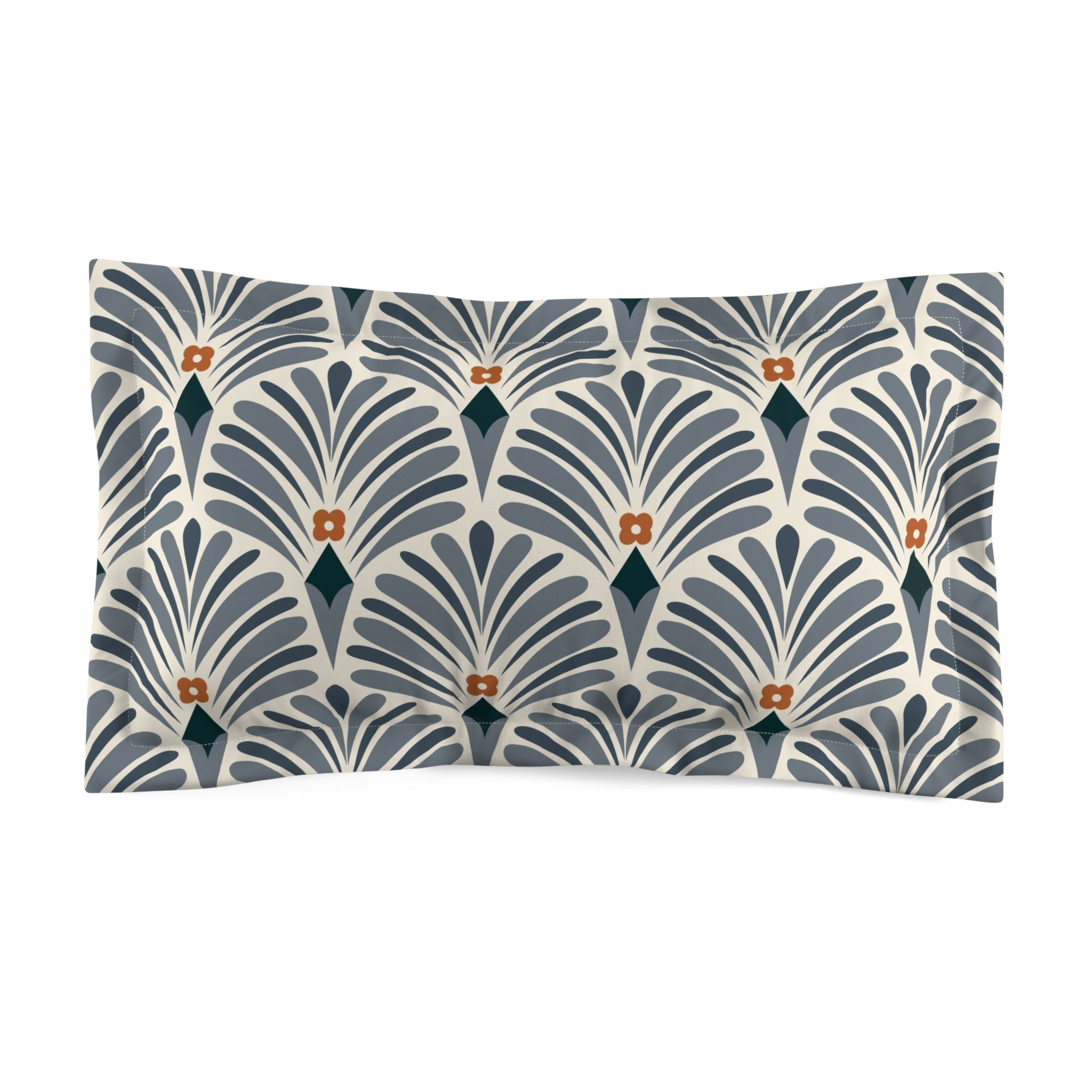 Bedding Pillow Sham | Retro, Art Deco, Navy Blue, Art Nouveau