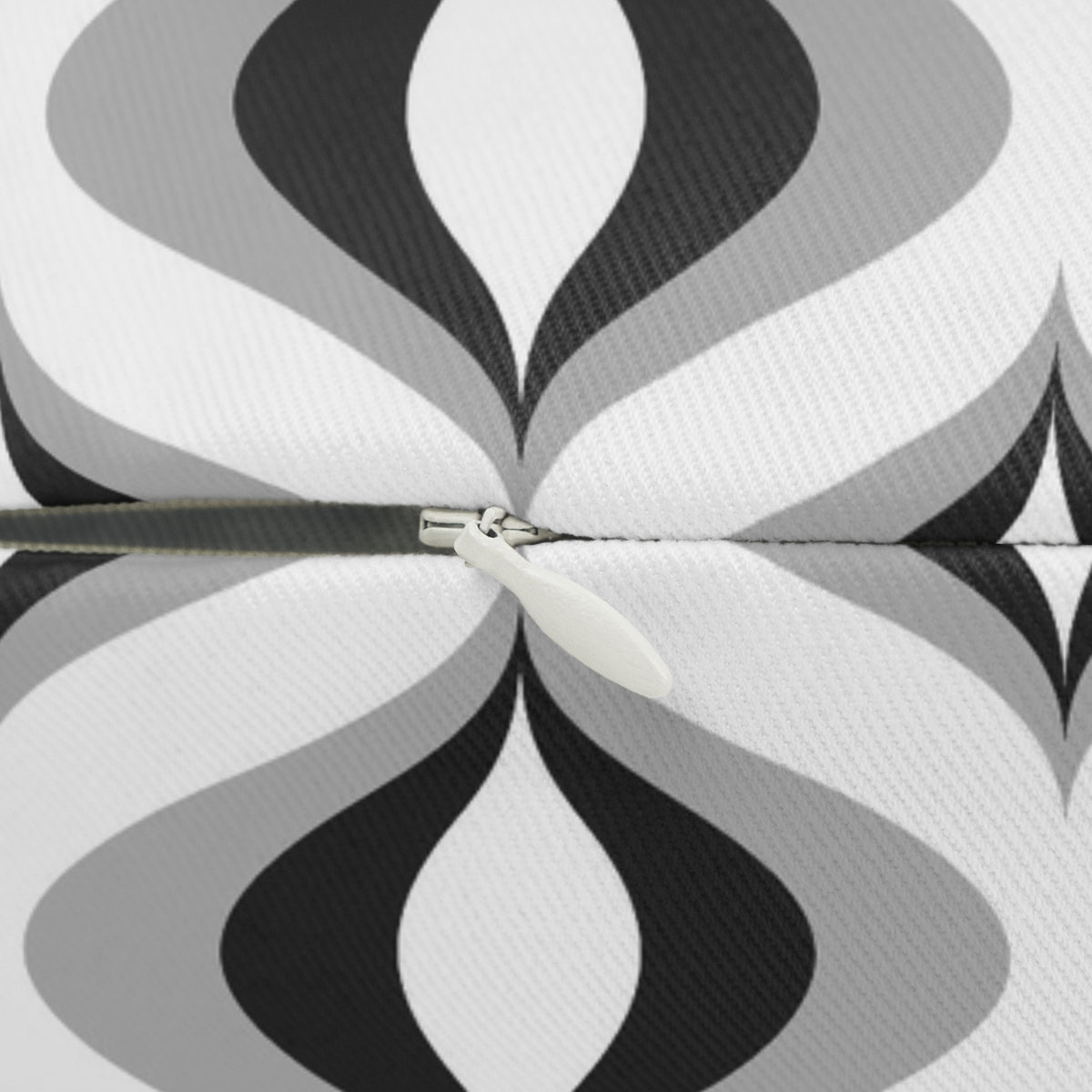 Black Grey Retro Ogee Lumbar Pillow 14x20, Mid-Century Accent Pillow