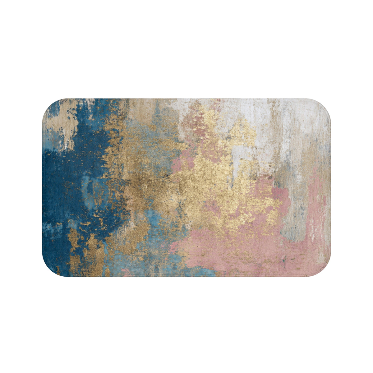 Teal Blush Ochre Abstract Bath Mat, Textured Bathroom Rug